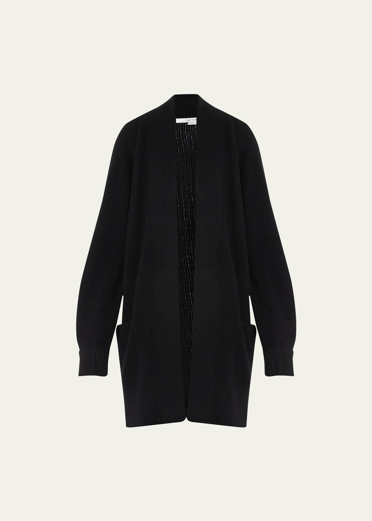 Cashmere Shawl-Collar Open-Front Cardigan - 1