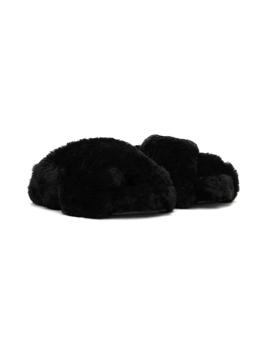 Black Shearling Wrap Sandals - 4