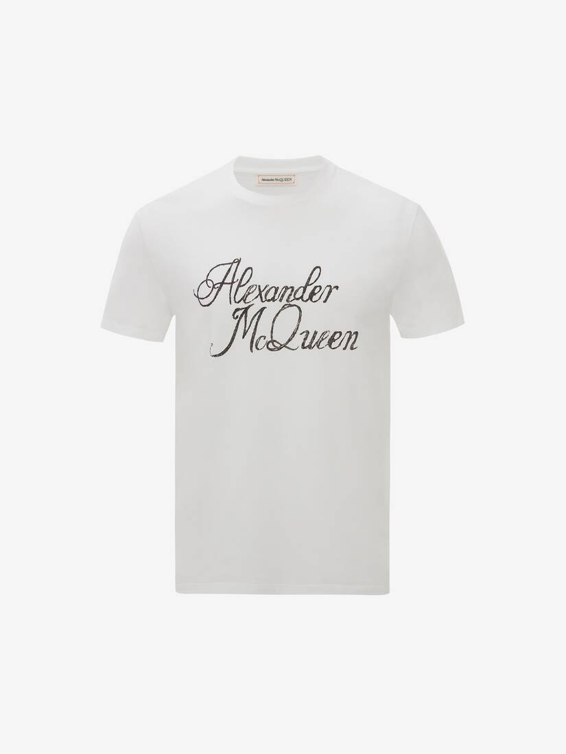 Alexander Mcqueen Signature T-shirt in White/black - 1