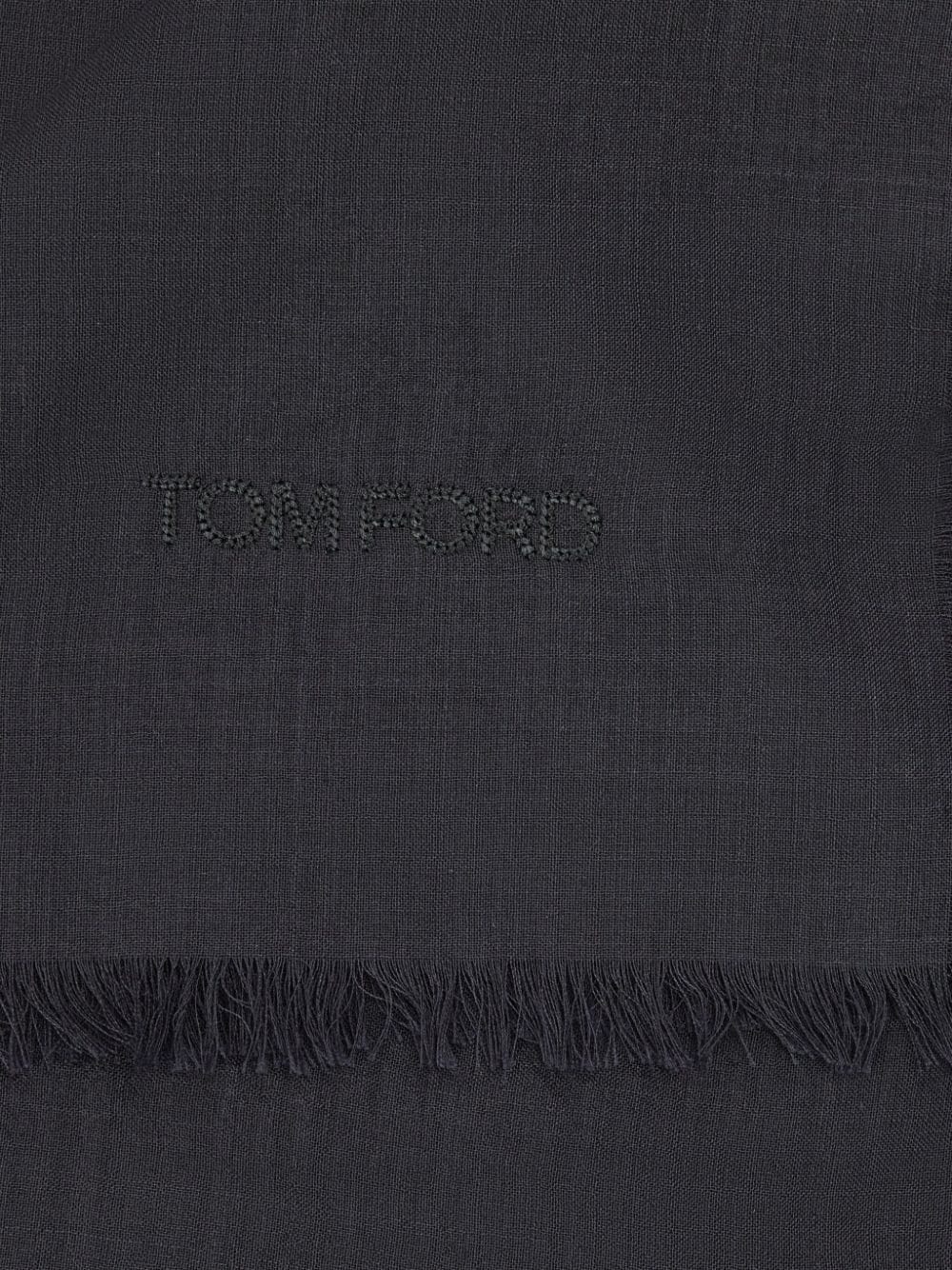 logo-embroidered wool-blend scarf - 2