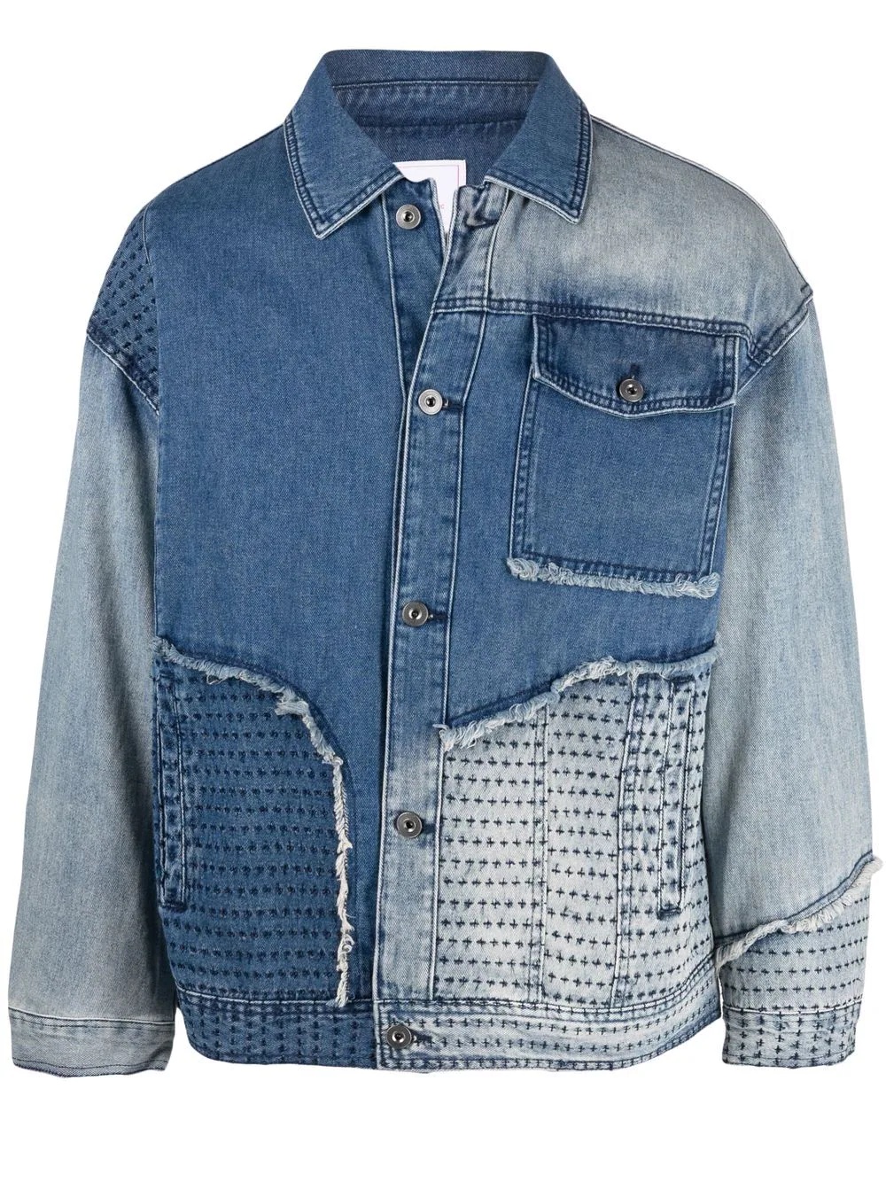 raw-cut edge denim jacket - 1