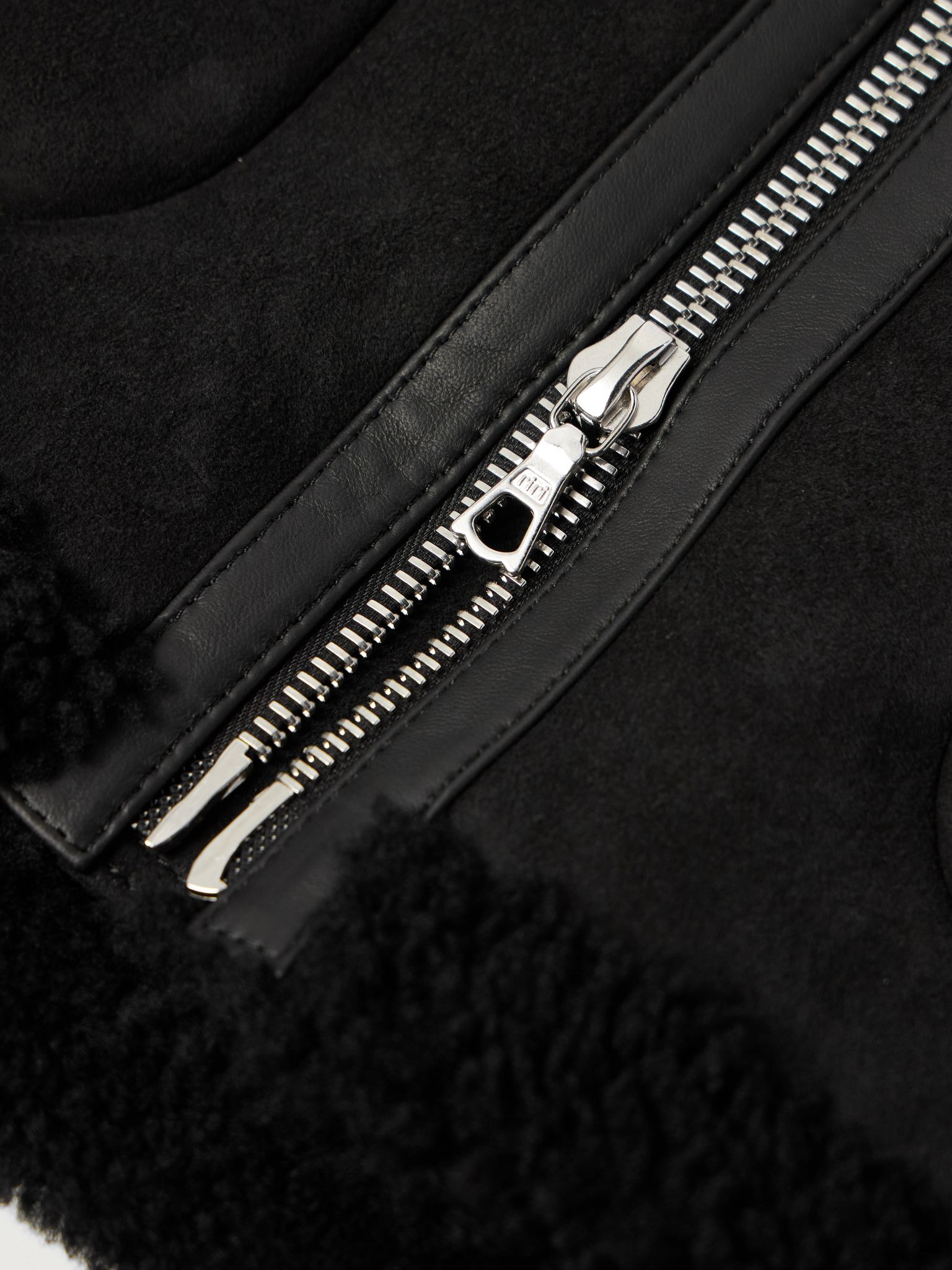 Isaac Leather-Trimmed Shearling Jacket Black - 6