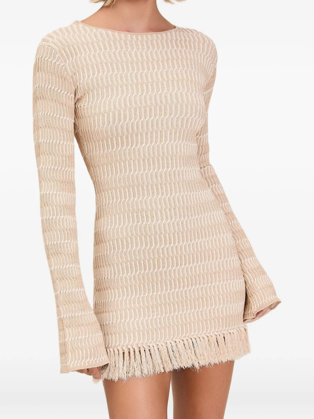 fringe-trim backless dress - 1