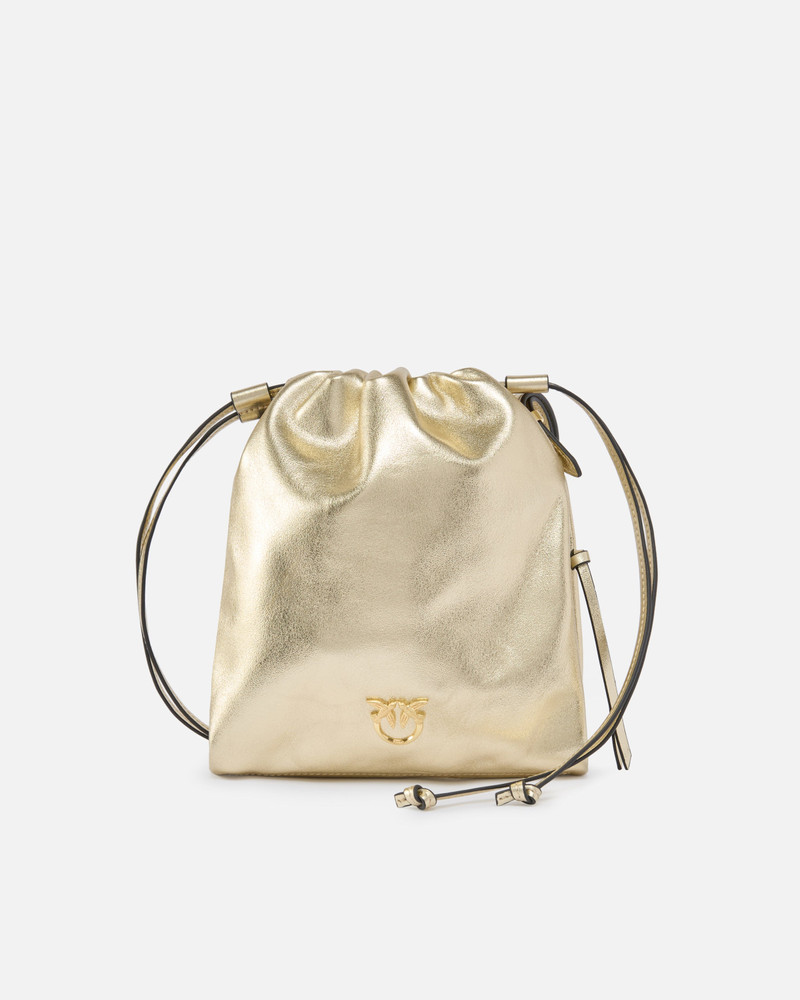 MINI SLOUCHY BAG SHOULDER BAG IN LAMINATED SUEDE WITH LOVE BIRDS LOGO 1