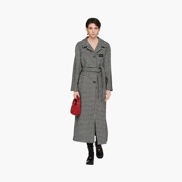 Single-breasted houndstooth check coat - 6
