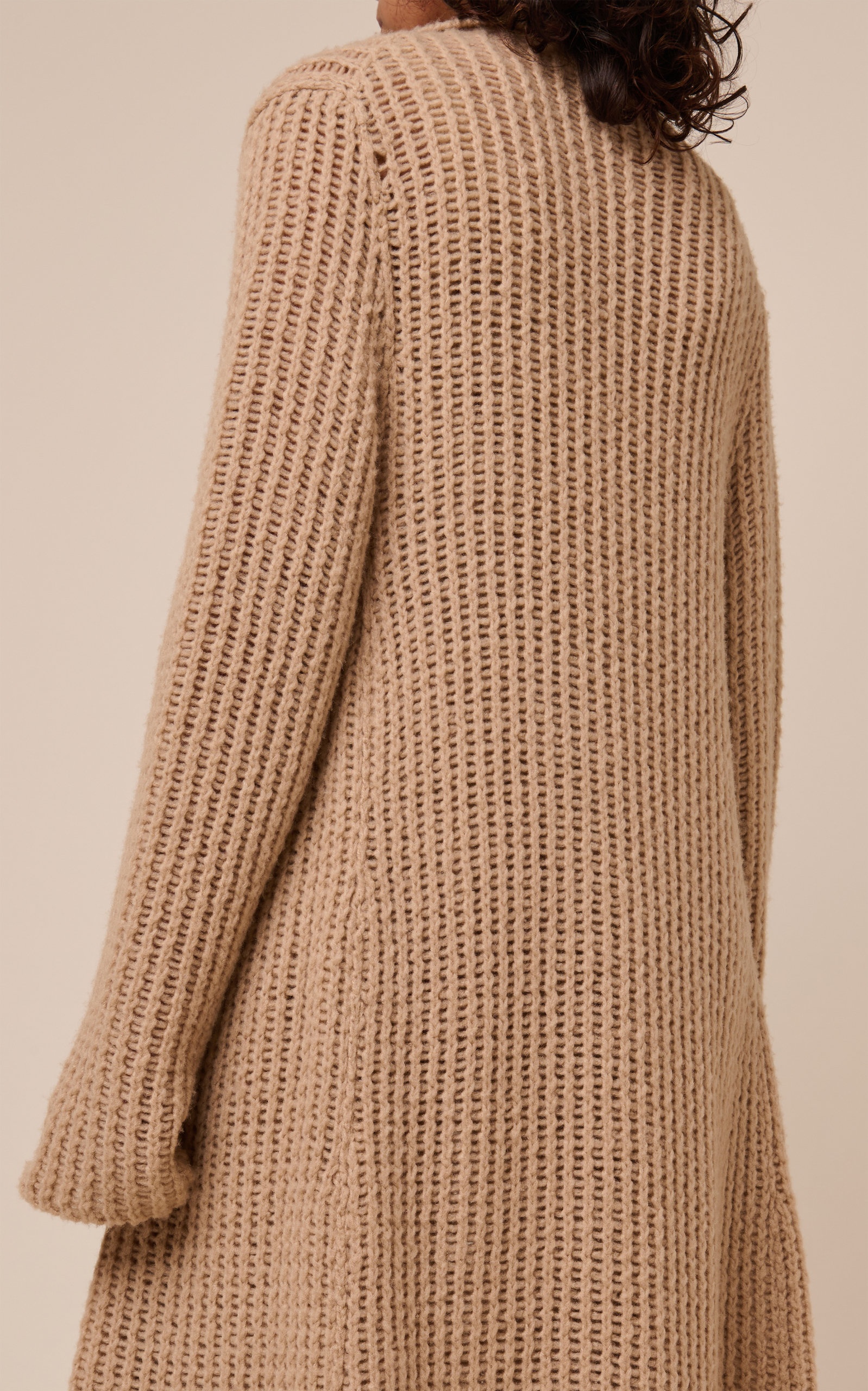 Silk And Wool Blend Knit Coat neutral - 5