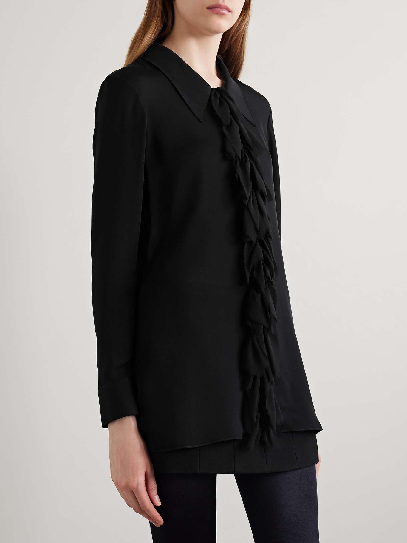 Luka frayed ruffled silk crepe de chine shirt - 3