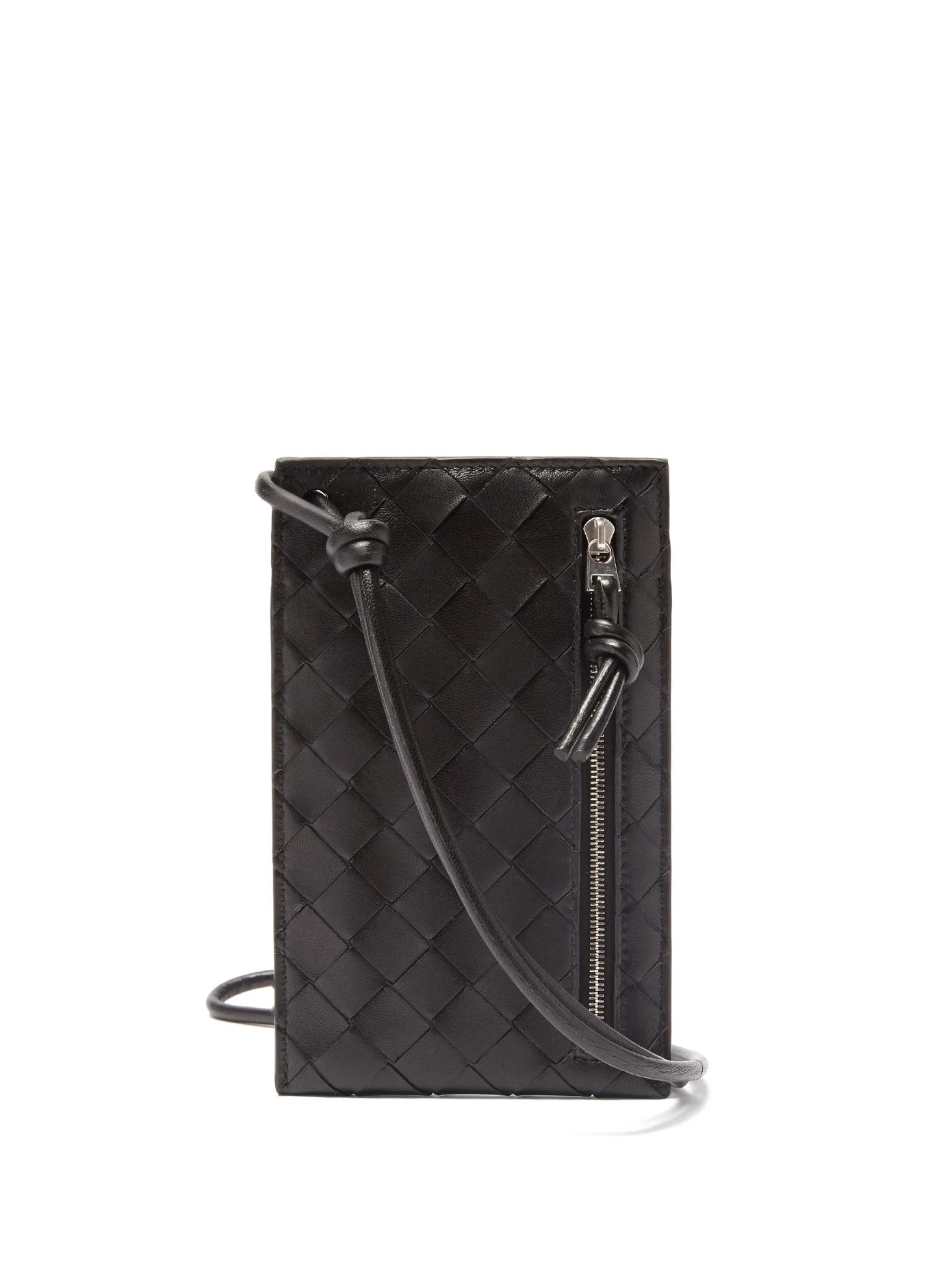 Zipped Intrecciato-leather pouch - 1