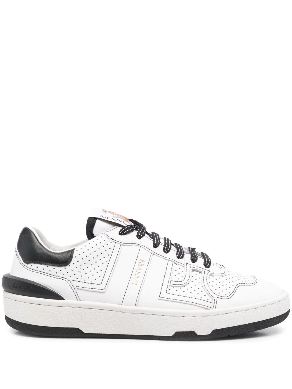 perforated-panel leather sneakers - 2