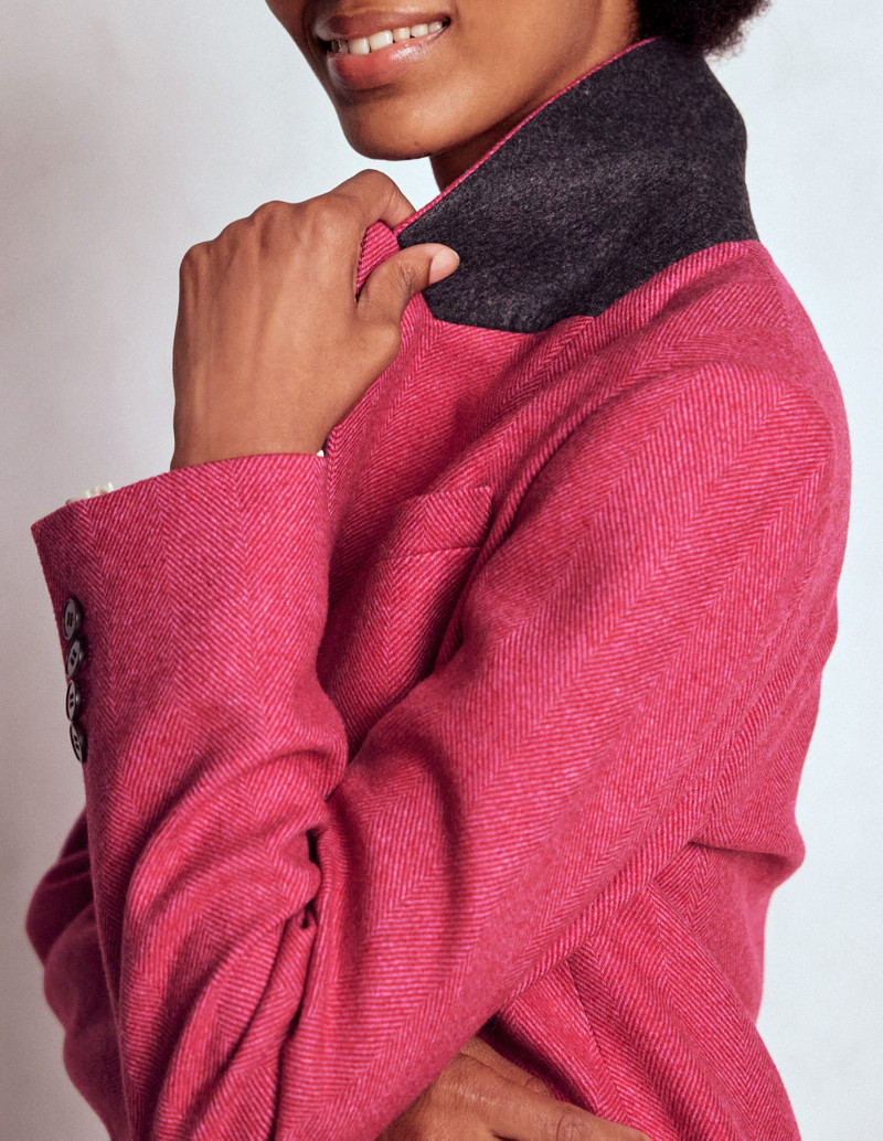 Stamford Wool-Blend Blazer-Red and Pink Wide Herringbone 3
