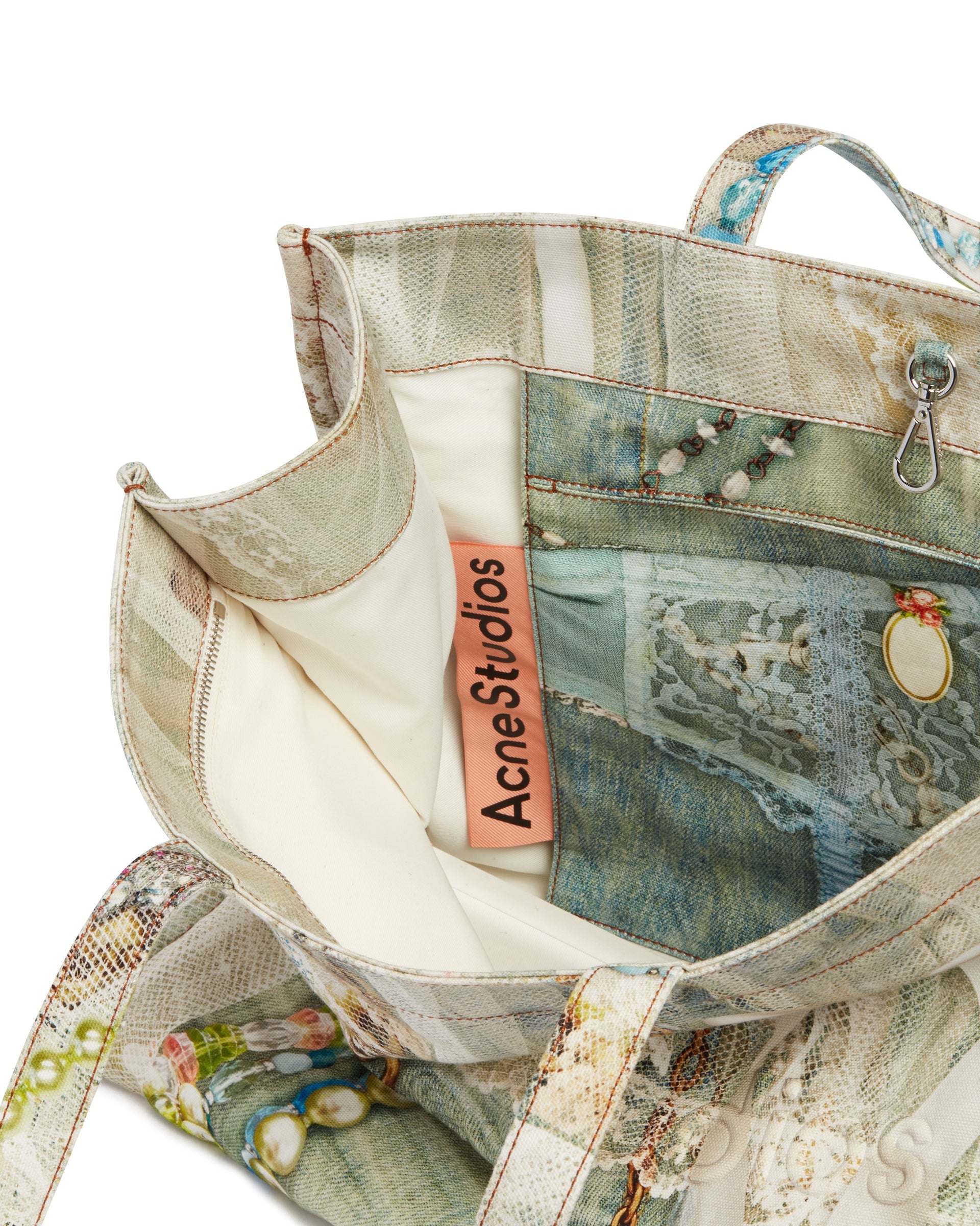 Multicolor Trompe L'oeil Denim Effect Tote - 5