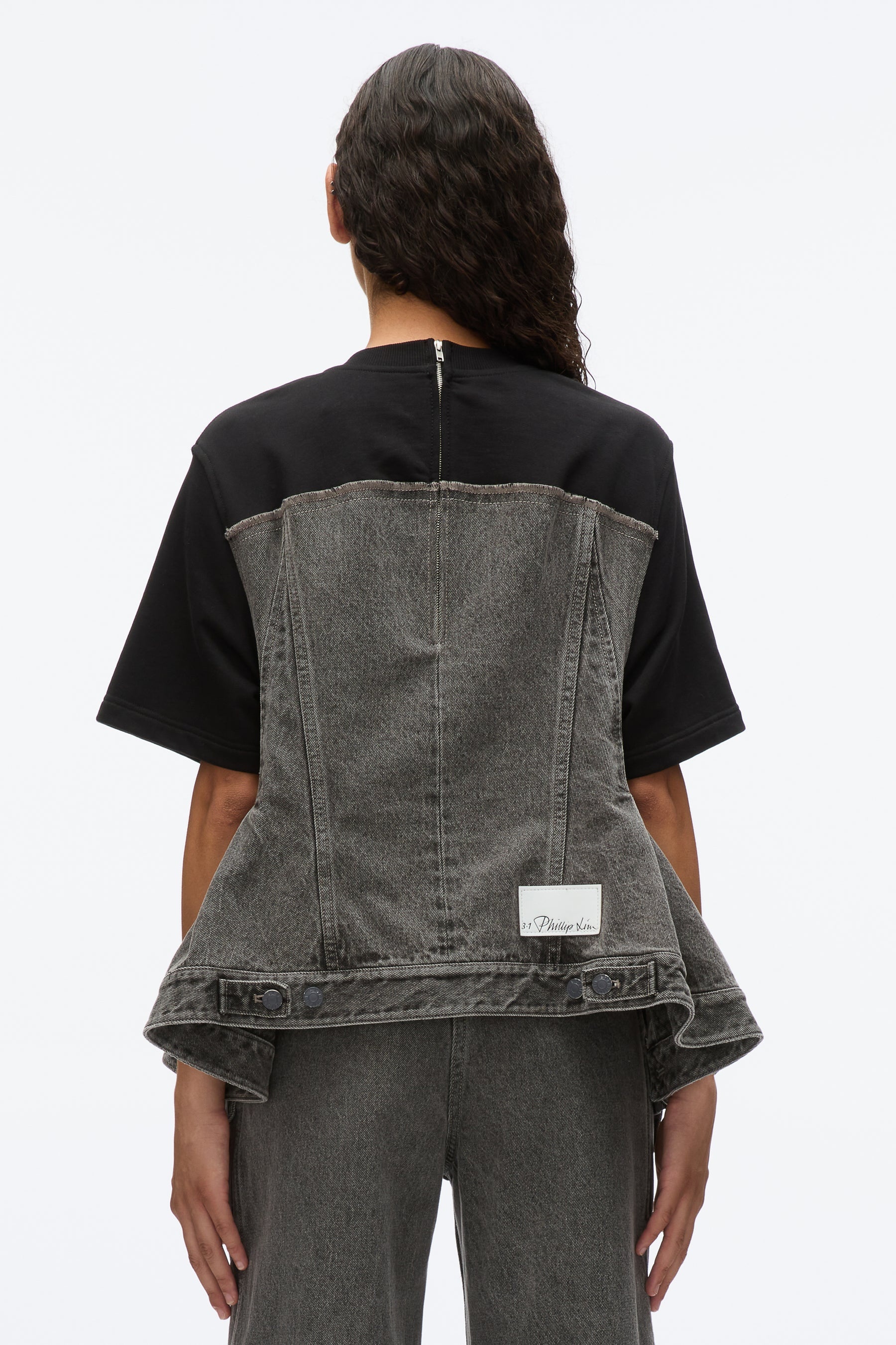 Flounce Hem Hybrid Denim Top - 6