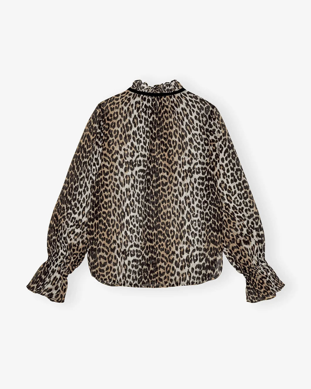 LEOPARD PRINT CHIFFON TIE STRING SHIRT - 6