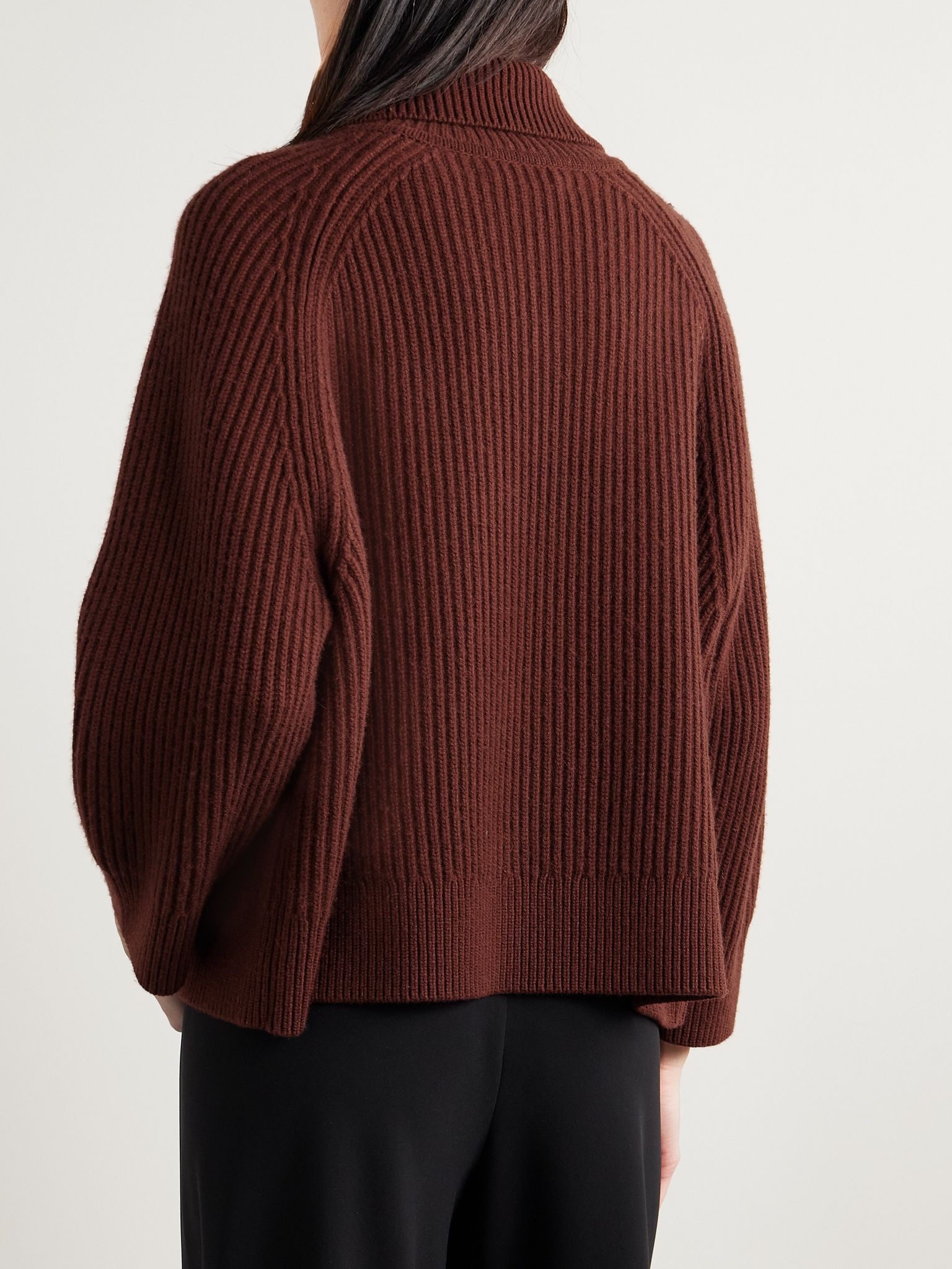 Deryl ribbed cashmere cardigan Brick - 4