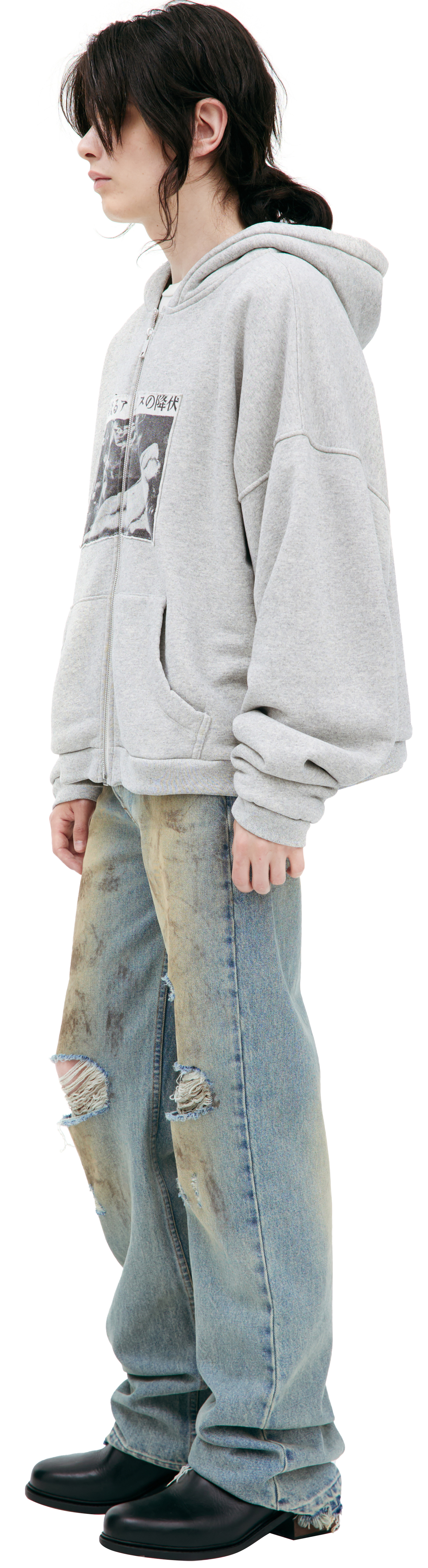 GREY HOODIE WITH PATCHES - 2