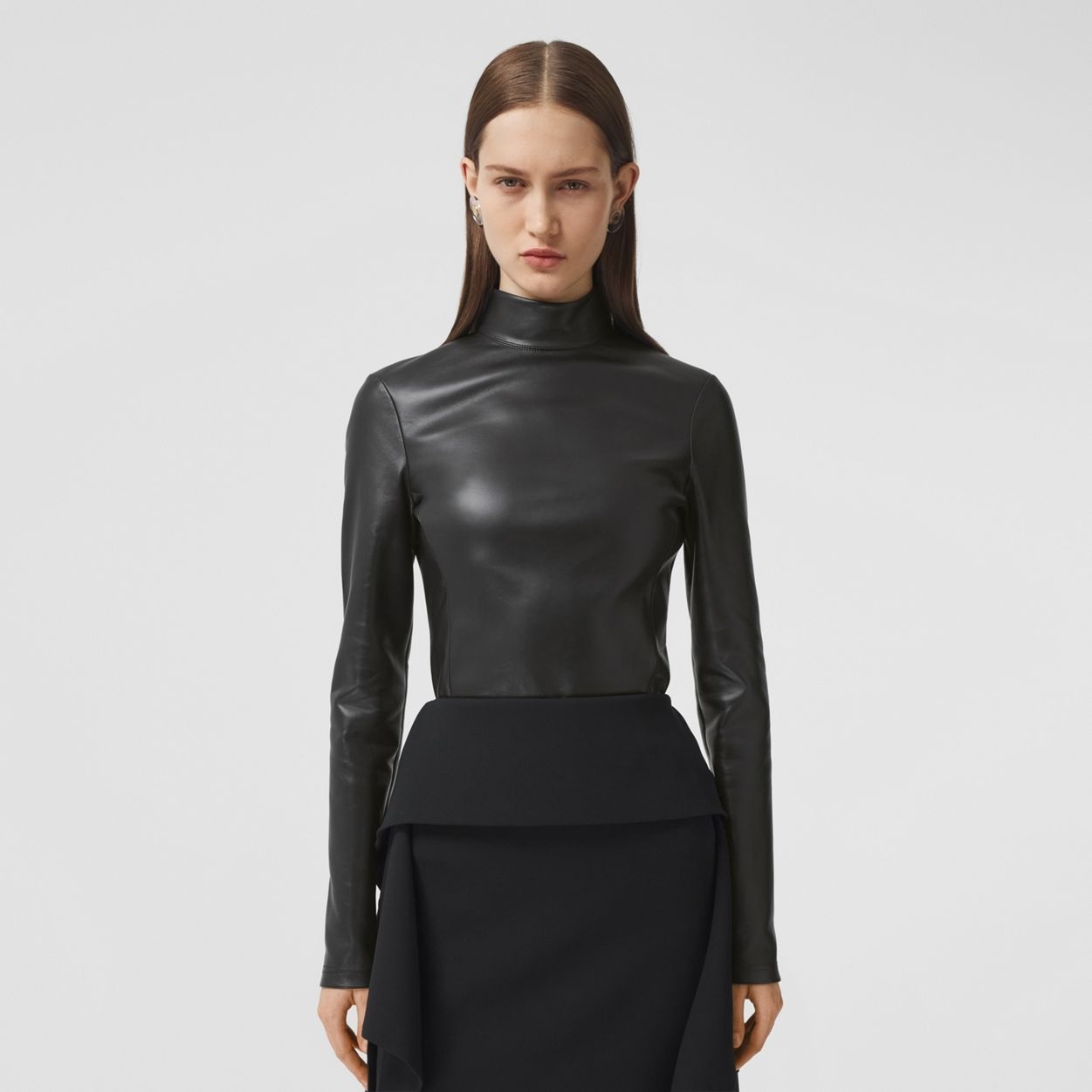 Stretch Lambskin Turtleneck Top - 6