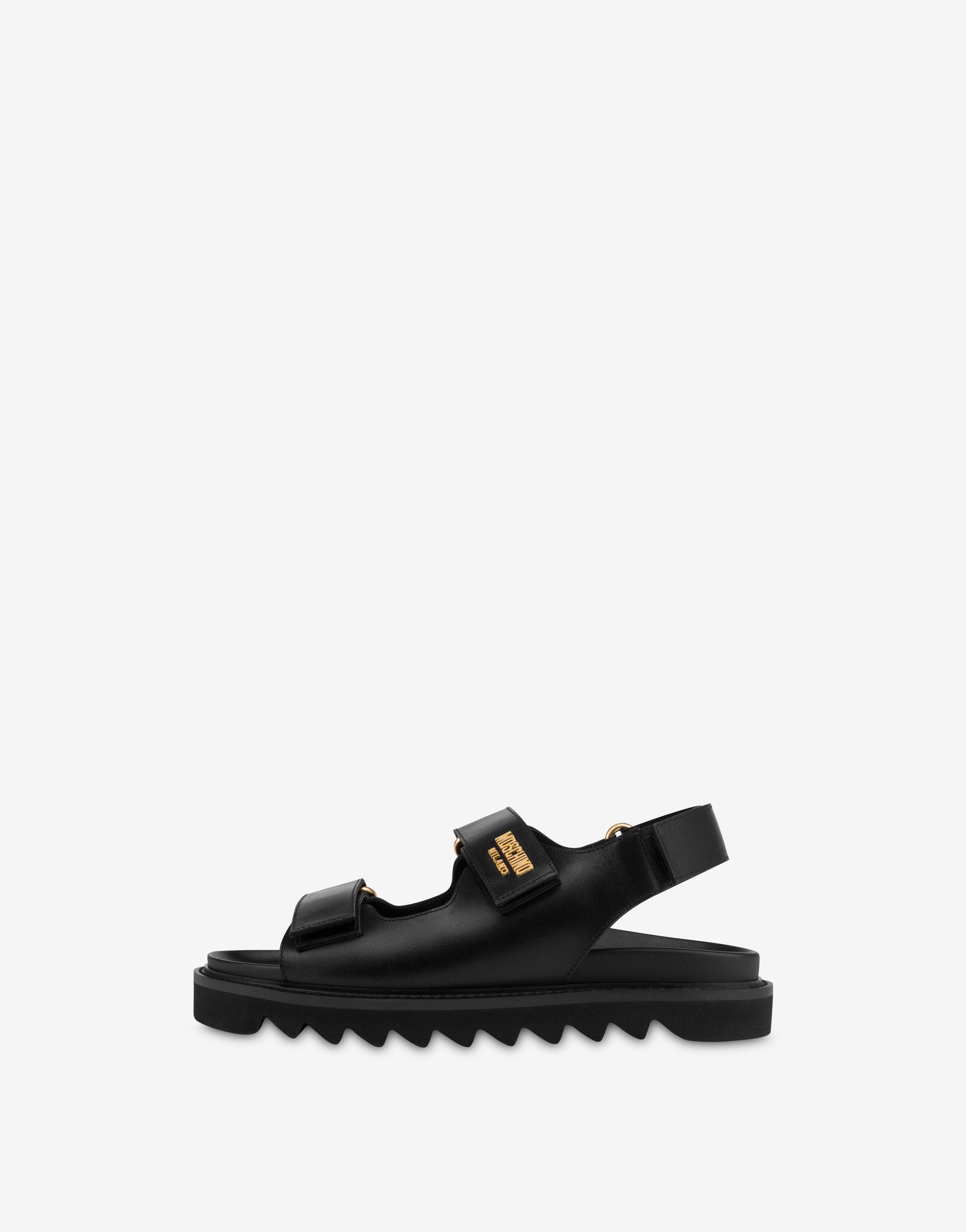 METAL LOGO CALFSKIN SANDALS - 2