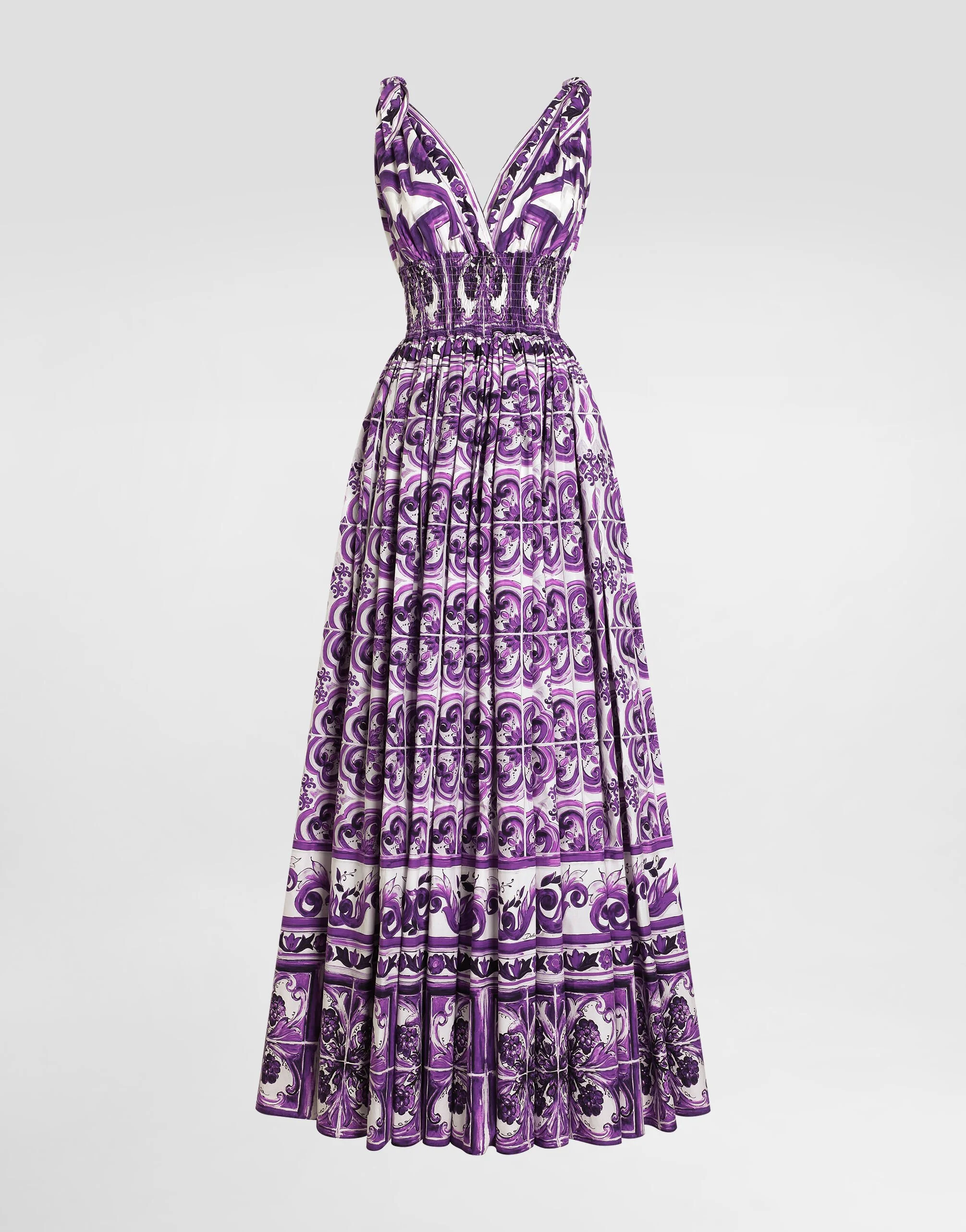 Majolica-print poplin dress - 1