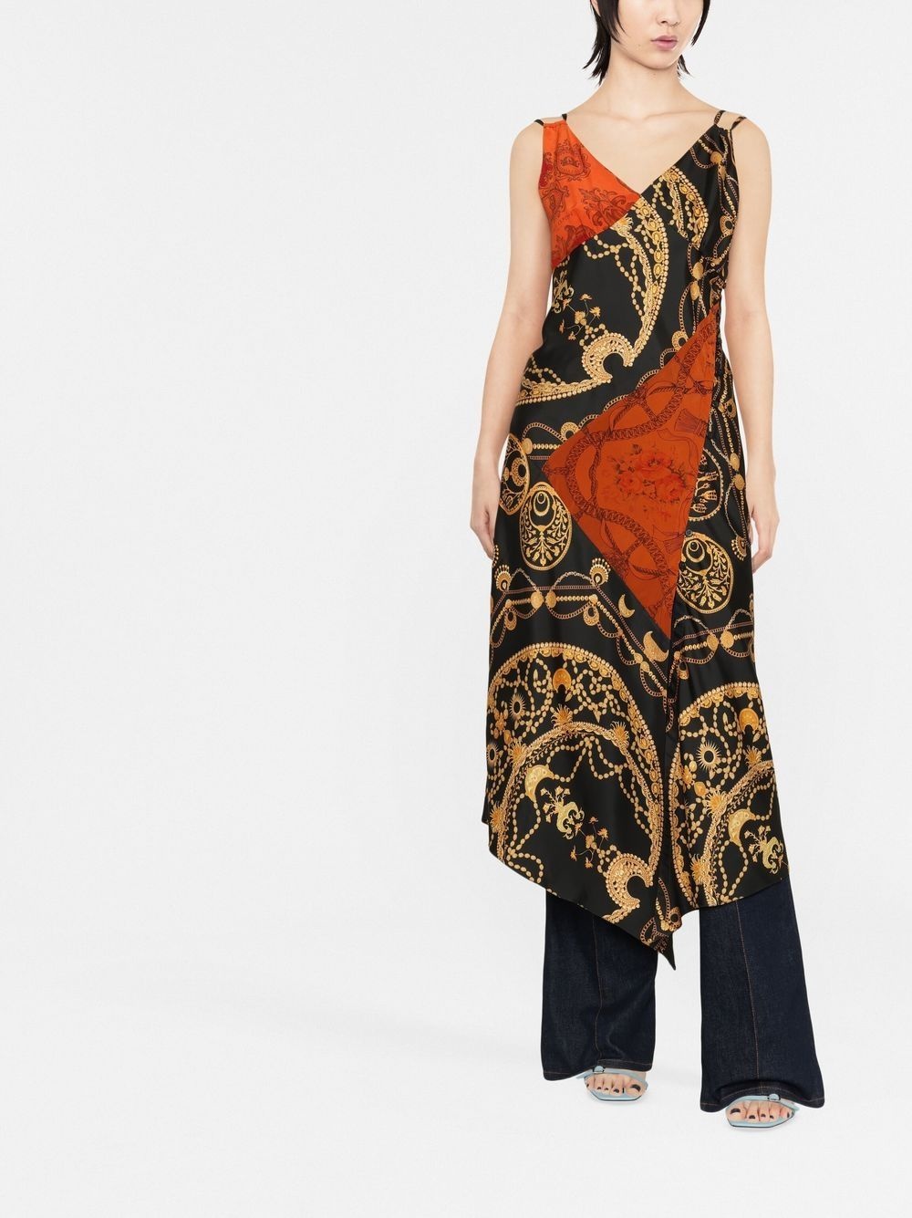 graphic-print silk slip dress - 2