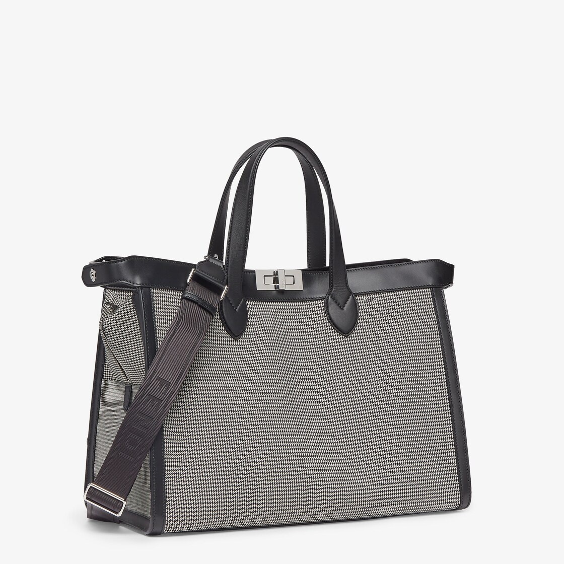 Peekaboo ISeeU Forty8 bag made of fabric with a black and white houndstooth micro motif embellished  - 3