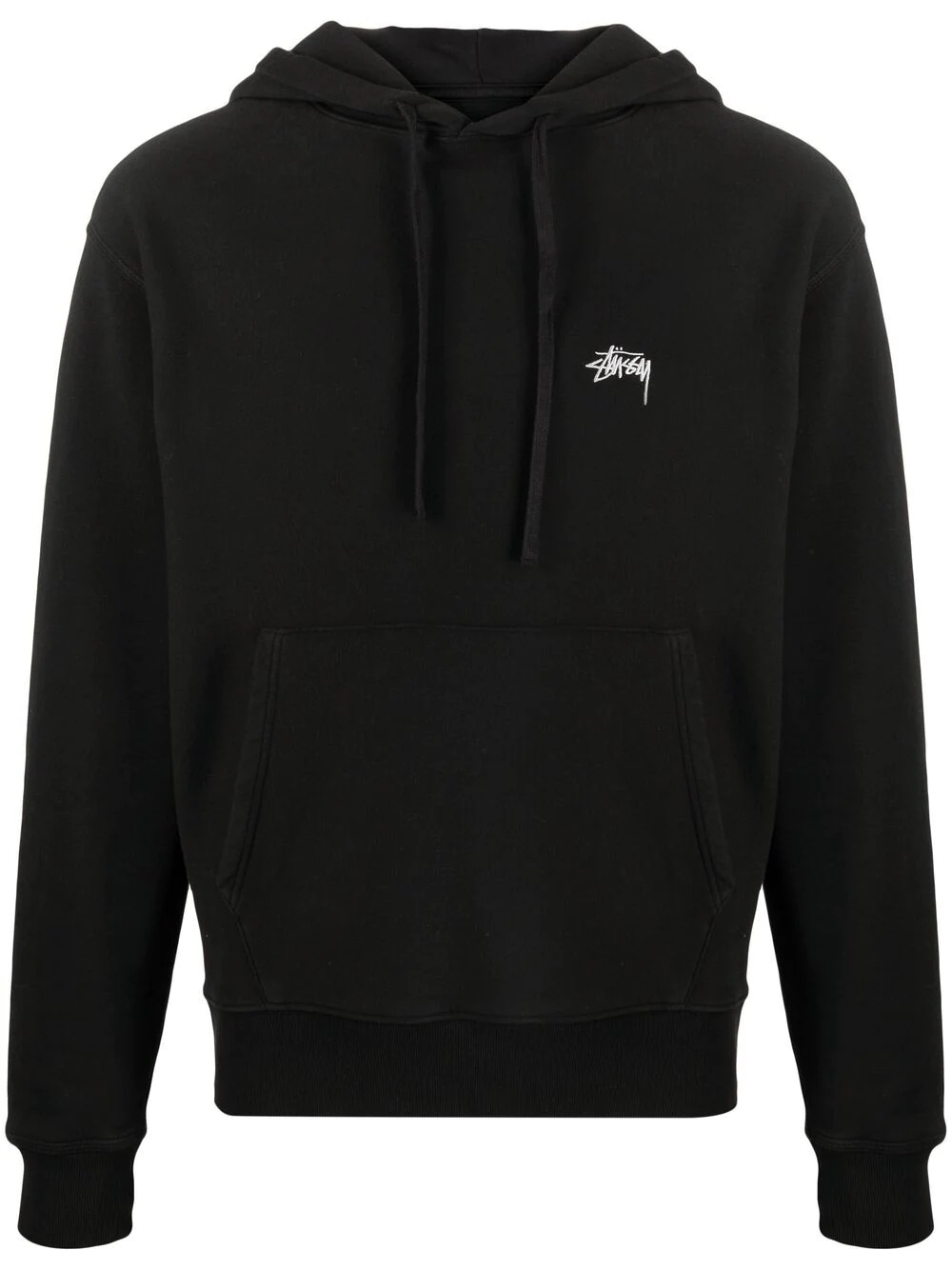 logo embroidered cotton hoodie - 1