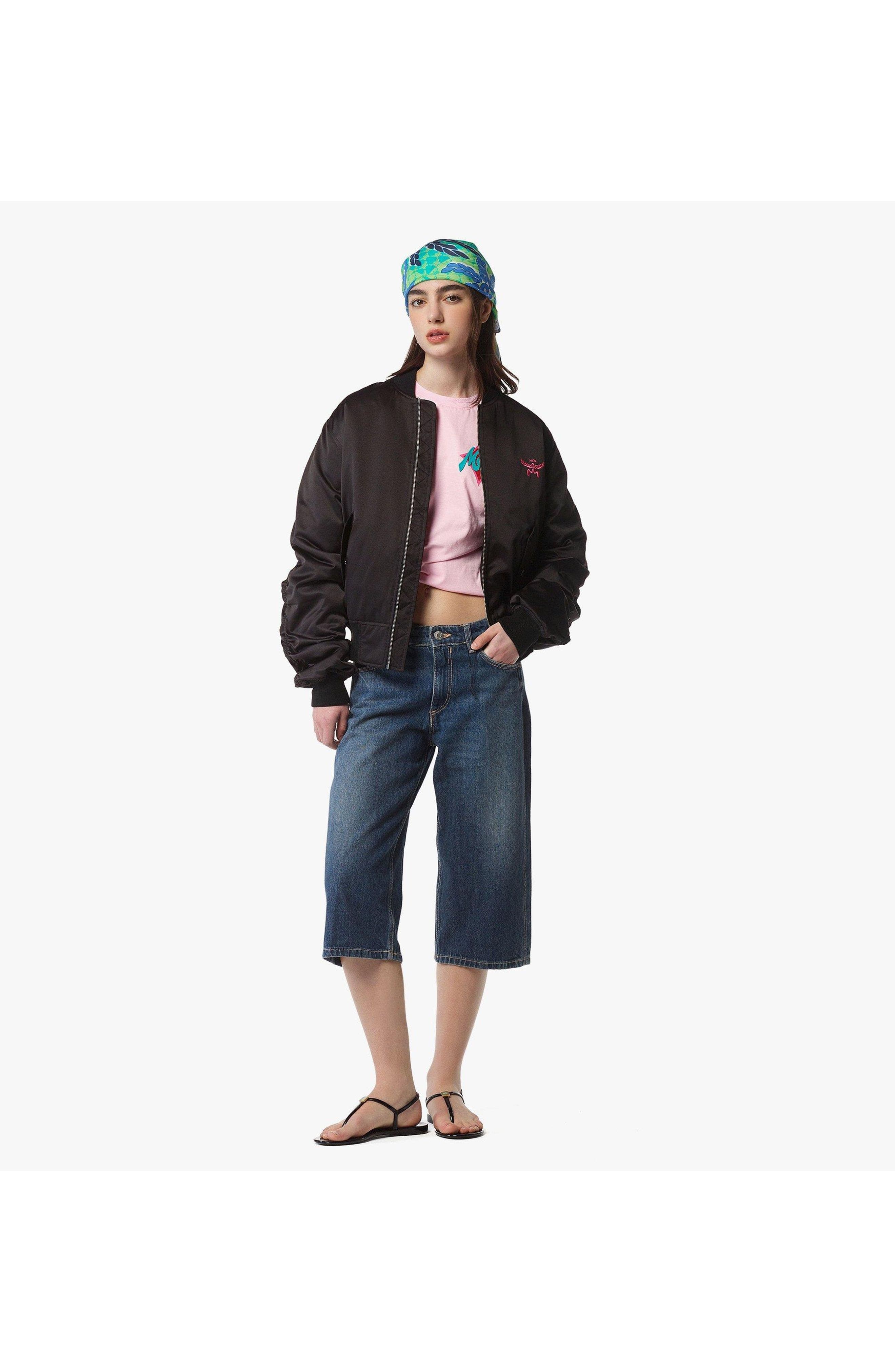MCM x SNIPES Satin Bomber Jacket in Black at Nordstrom - 6