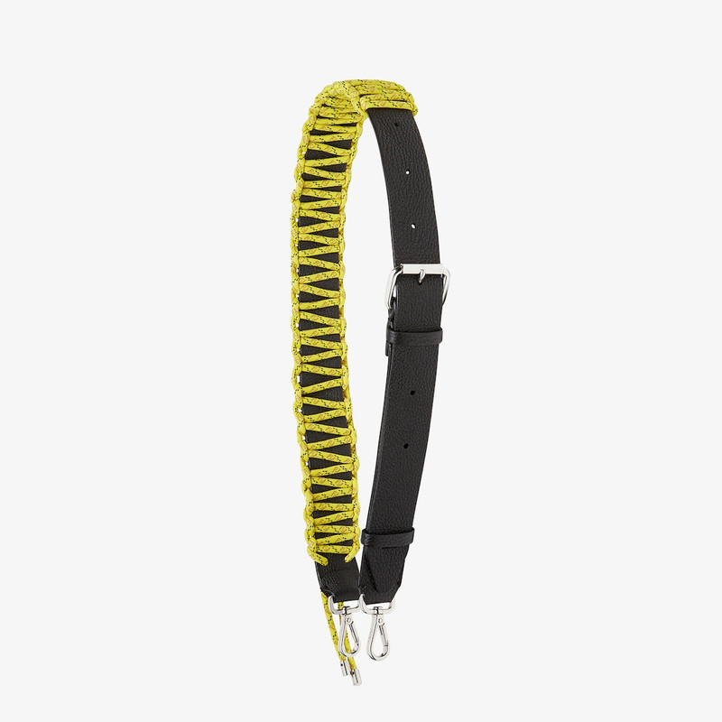 Strap You Black leather and yellow cord shoulder strap 1