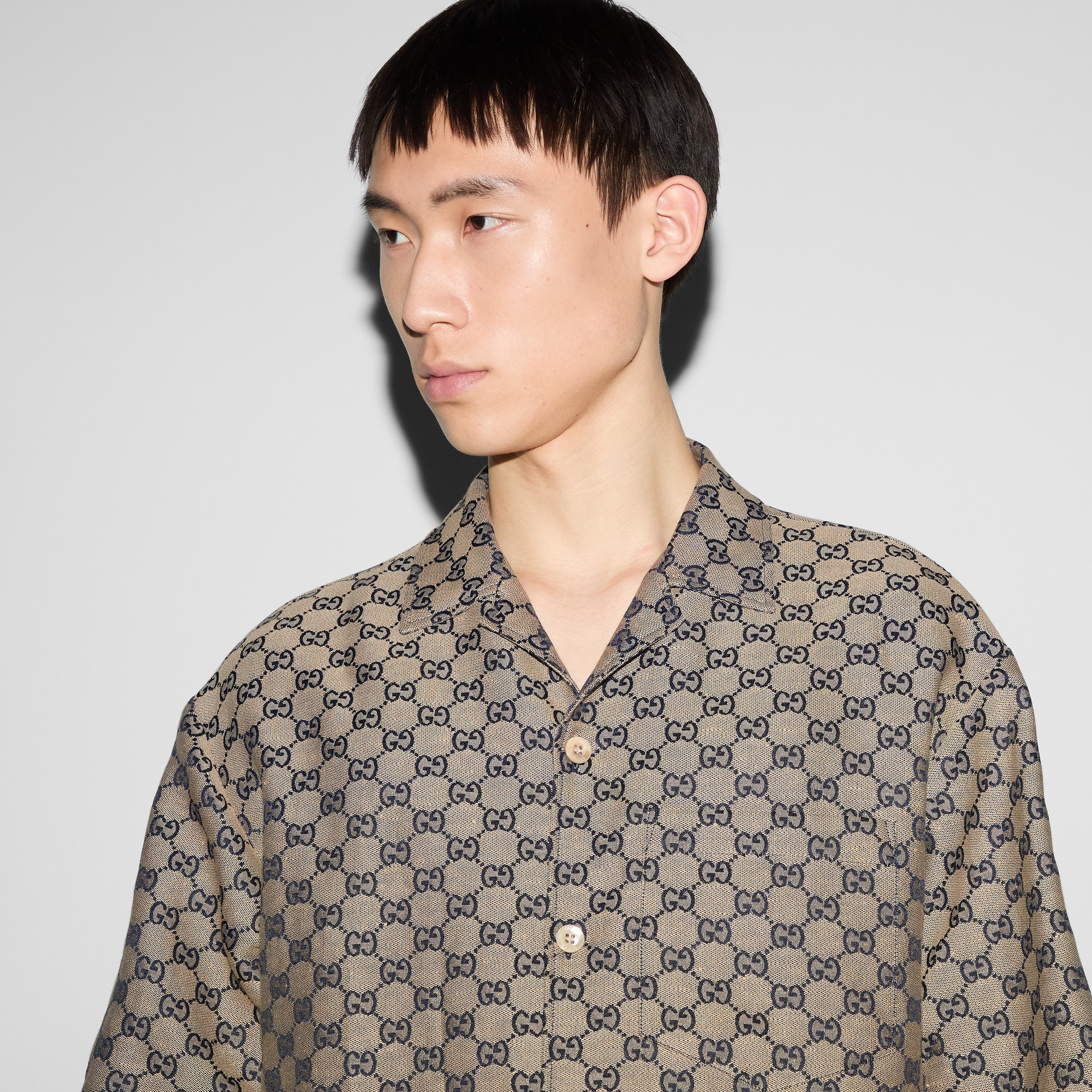 GG linen blend canvas shirt - 5