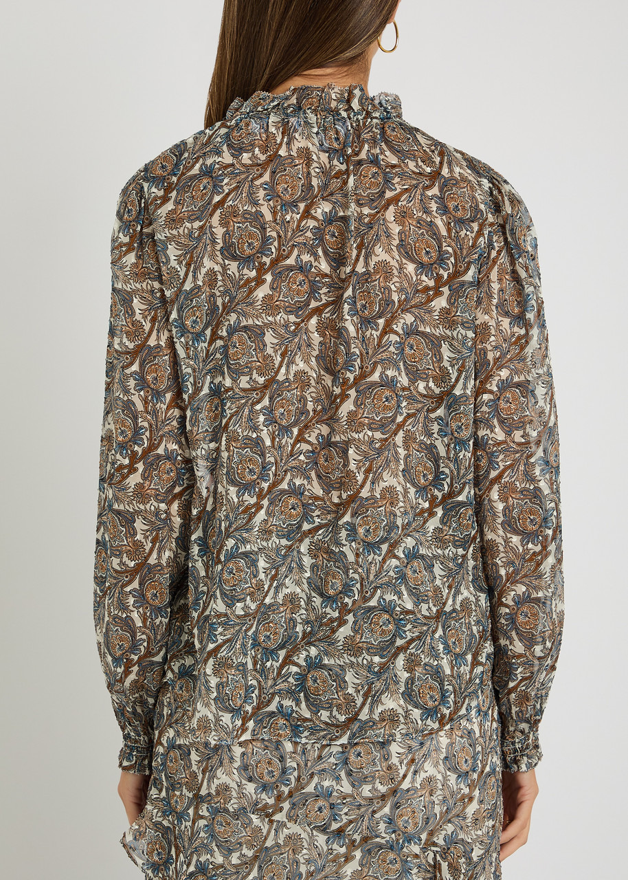 Veronica Beard Hickory Printed Silk-blend Blouse - 3
