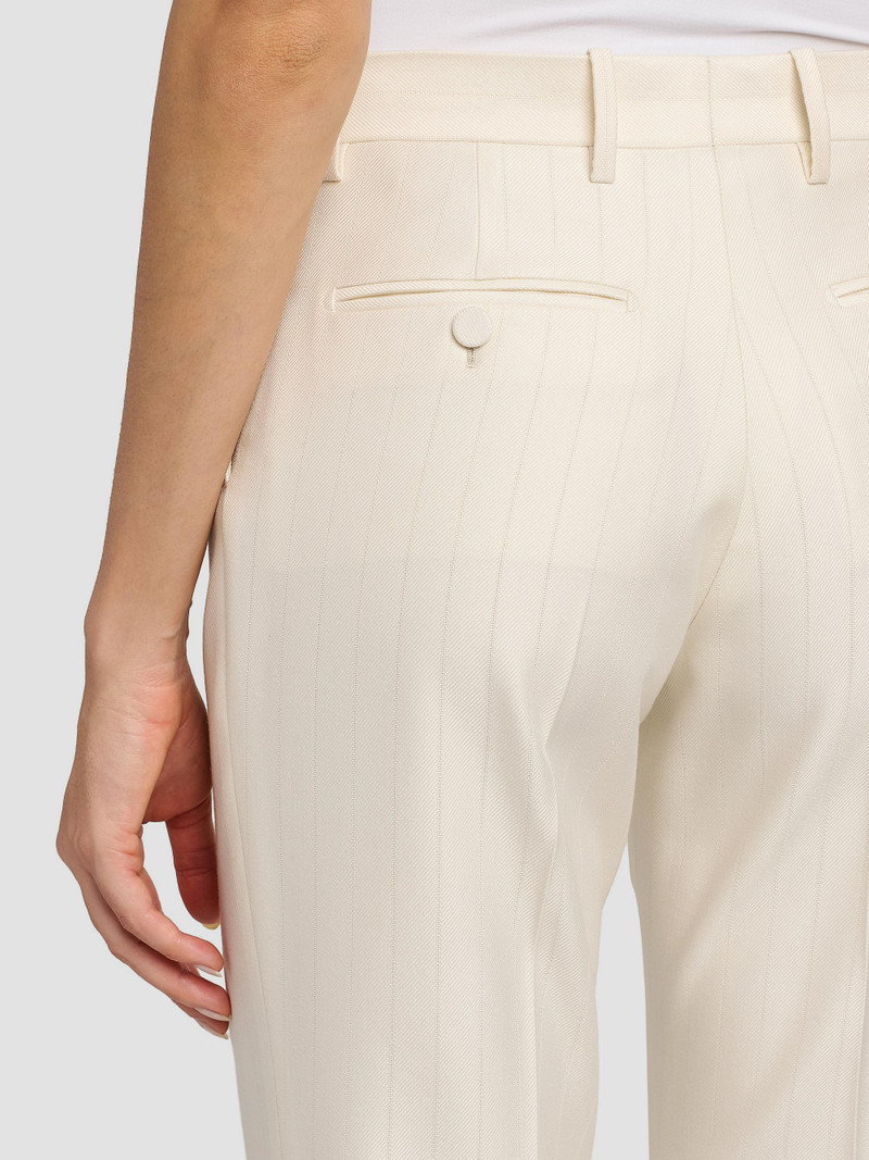 Women's Shadow Striped Wool-Silk Straight-Leg Pants - Yae Cream 6