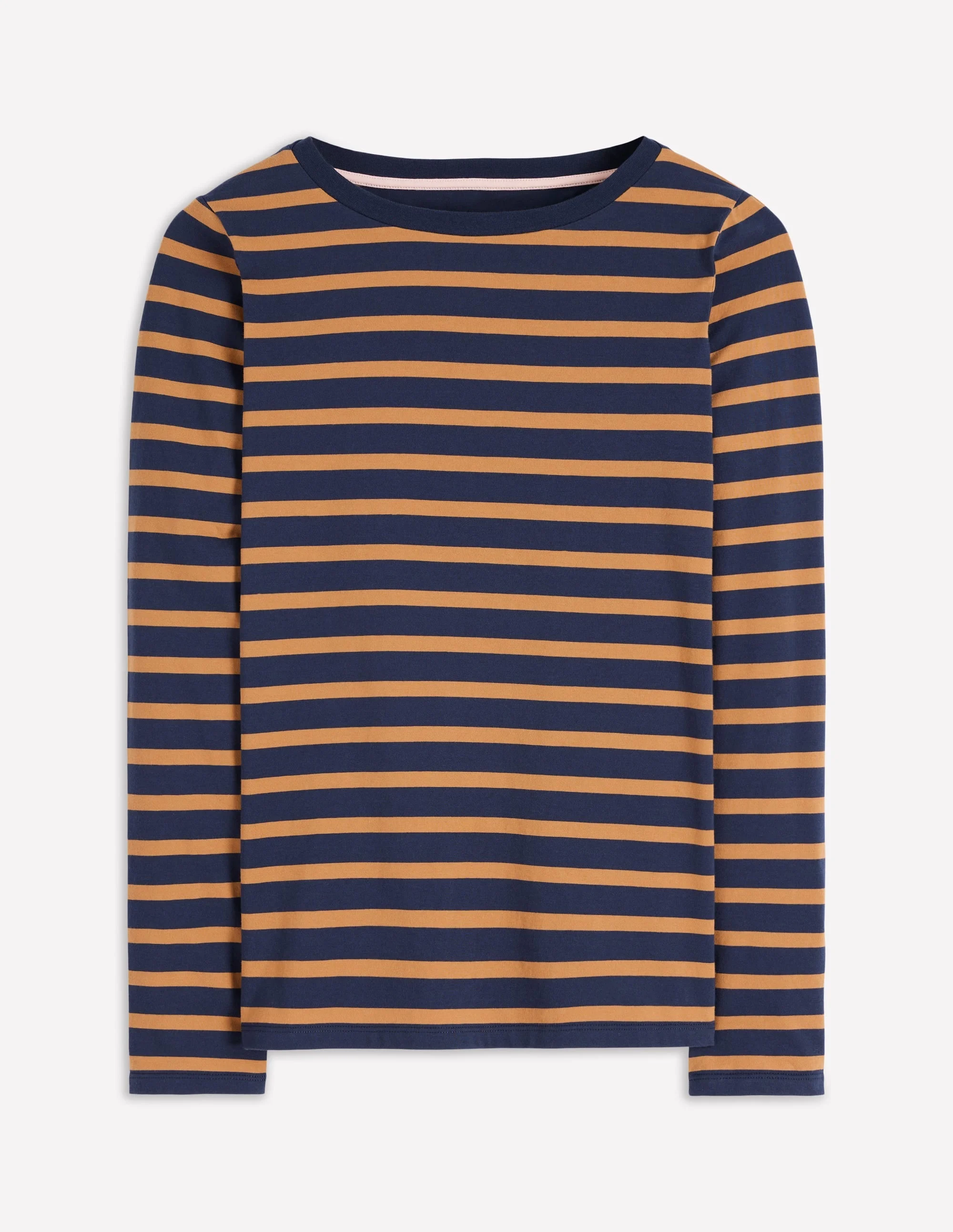 Olivia Long Sleeve Breton-Navy, Camel Stripe - 1