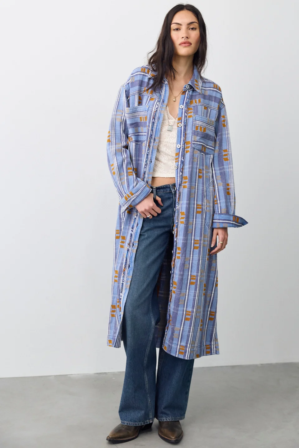 We The Free Brick Lane Jacquard Maxi Shirt Jacket - 1