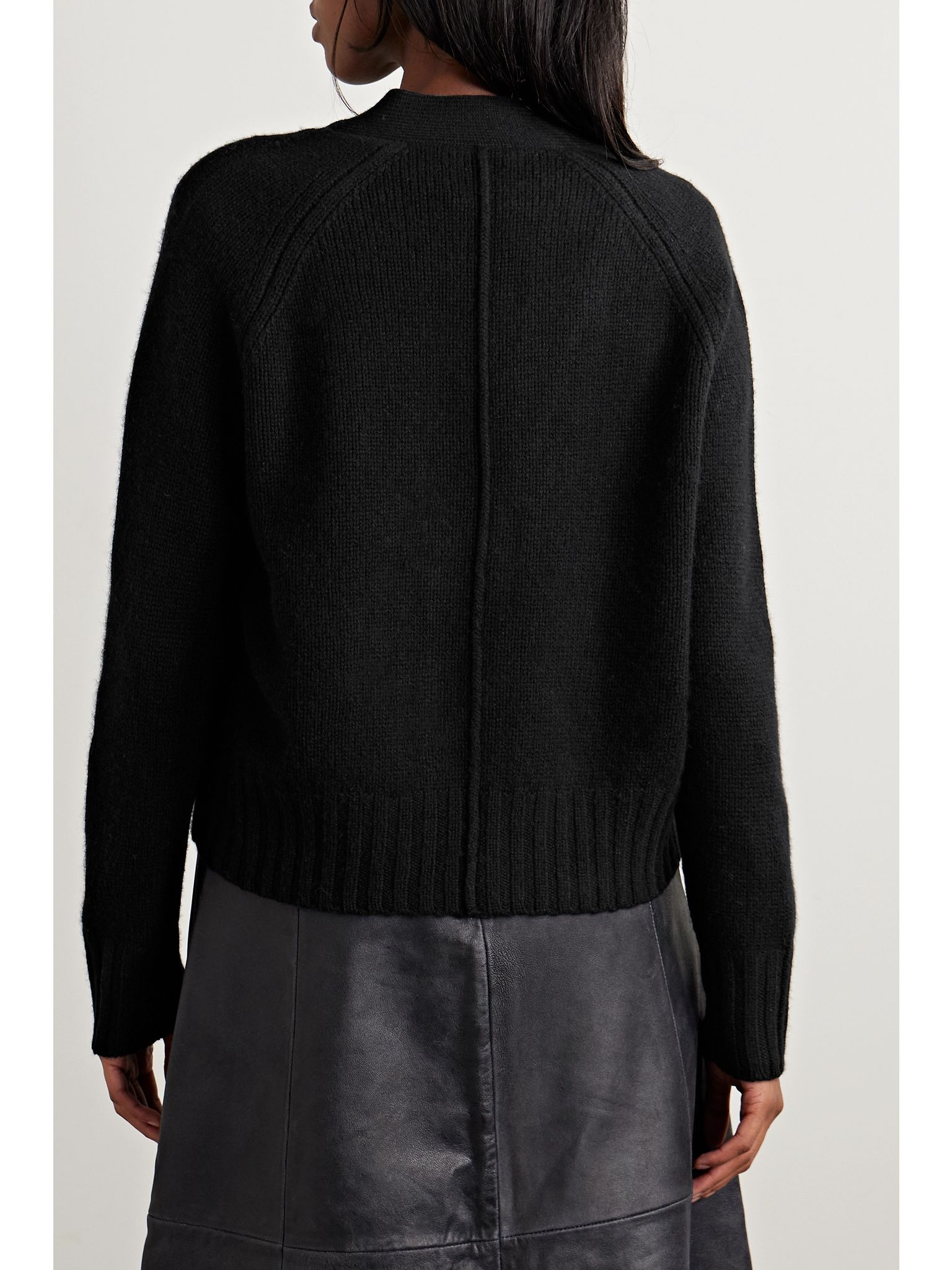 + NET SUSTAIN Wool and cashmere-blend cardigan Black - 4