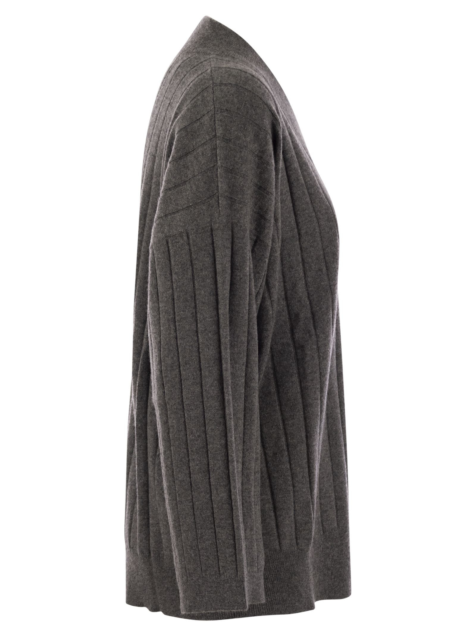 Brunello Cucinelli Women Cashmere Sweater With V-Neck And Necklace - 3
