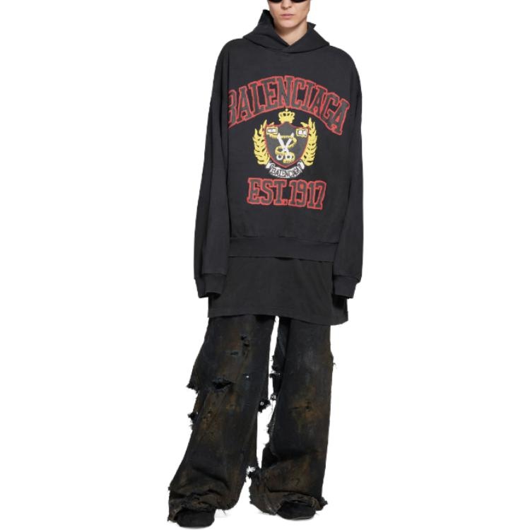Balenciaga DIY College Hoodie 'Black' 744463TOVK21055 - 3