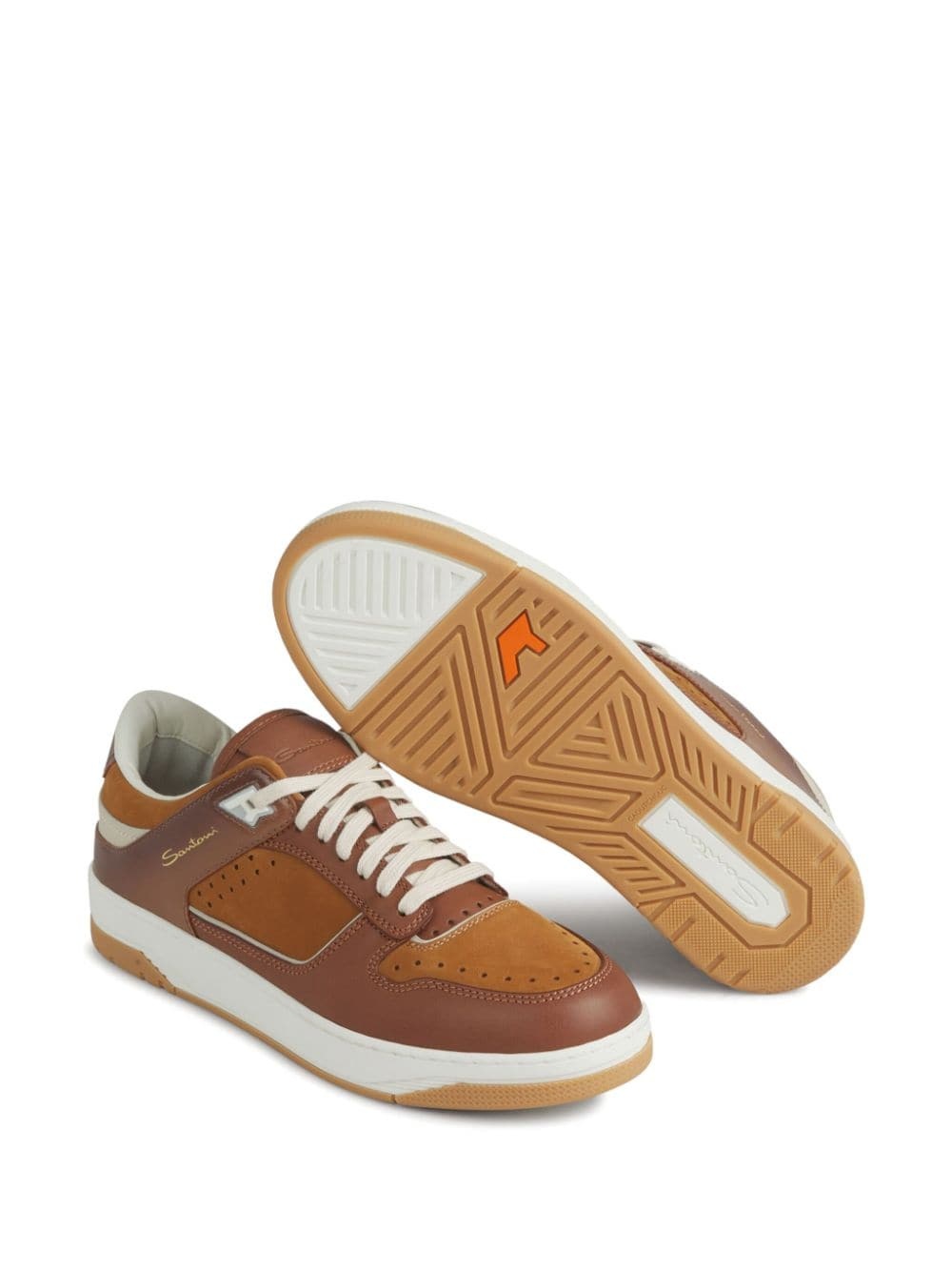 panelled leather sneakers - 6