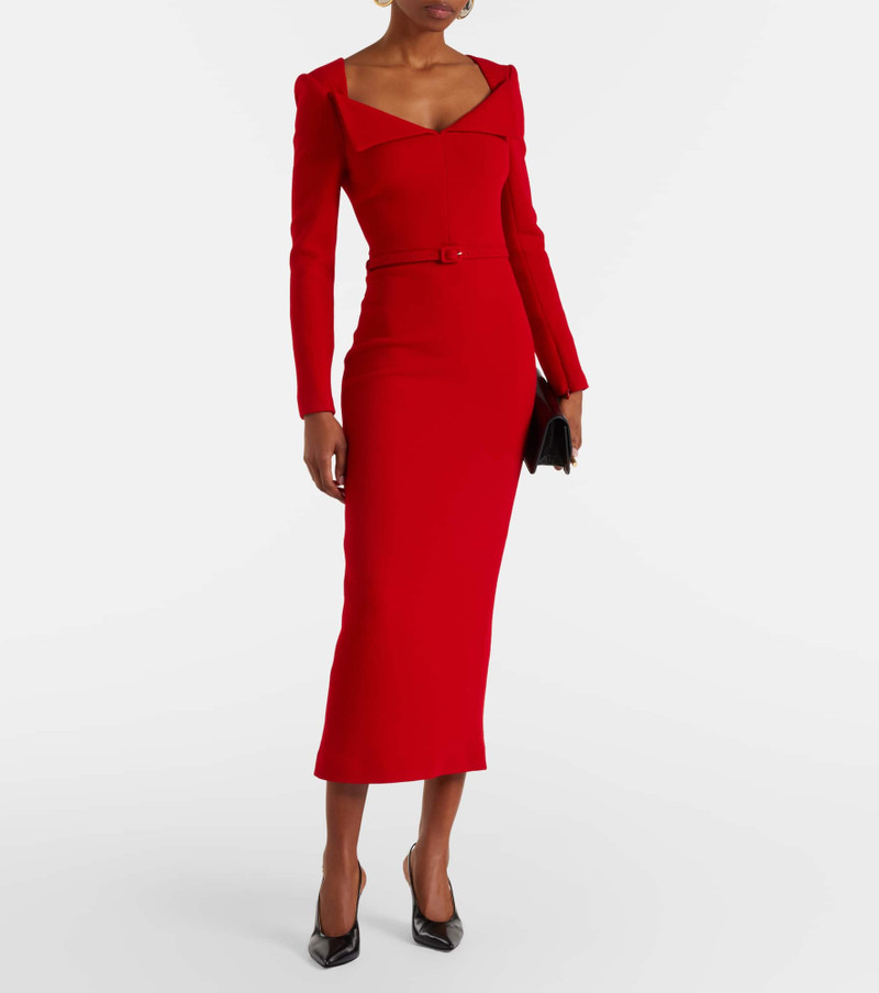 ROLAND MOURET Belted wool midi dress outlook