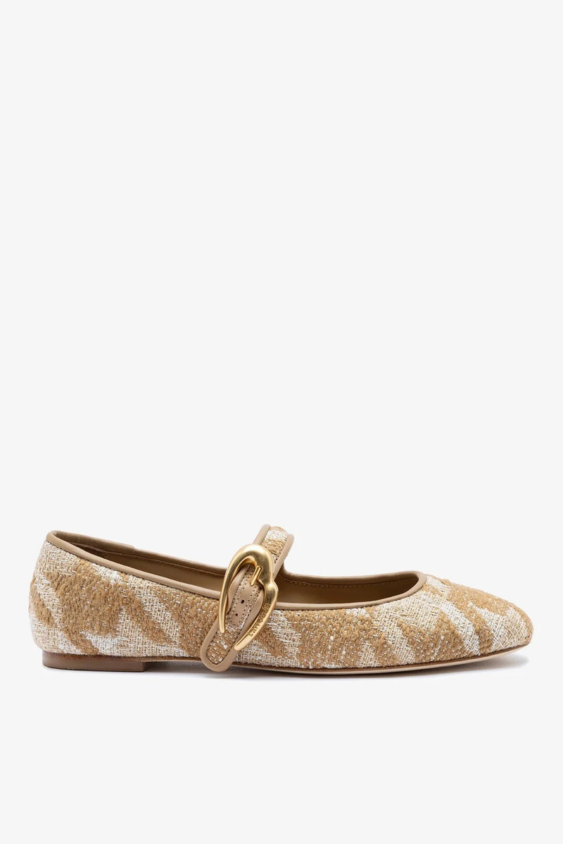 Verona Ballet Flat Latte Printed Fabric 1