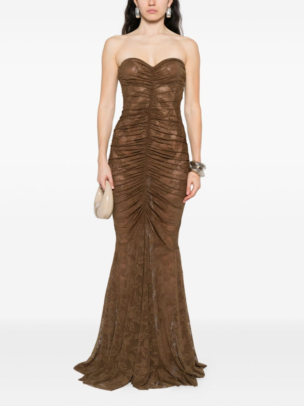 strapless fishtail maxi dress - 2