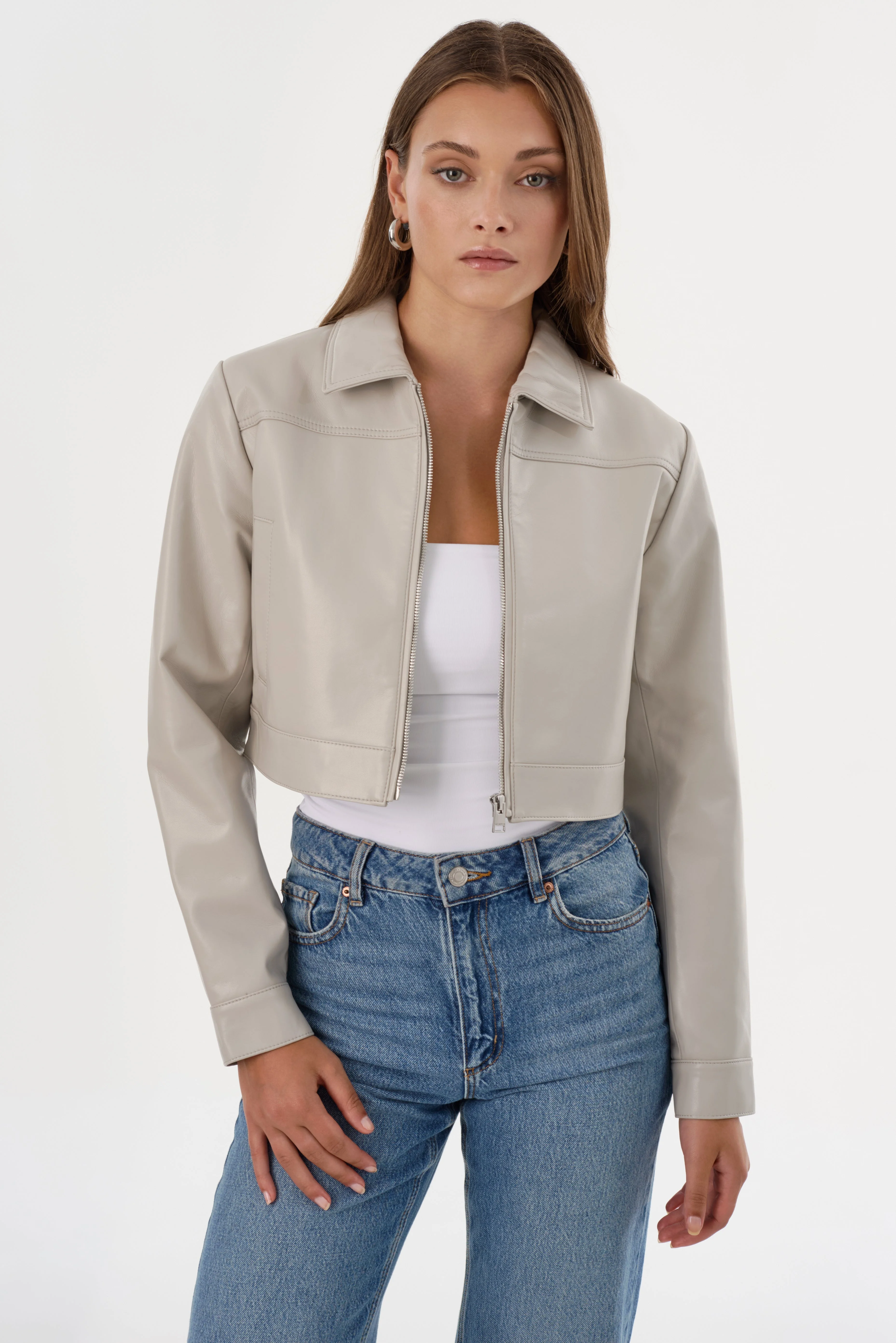 DAMIANA | Cropped Recycled Leather Jacket - 1