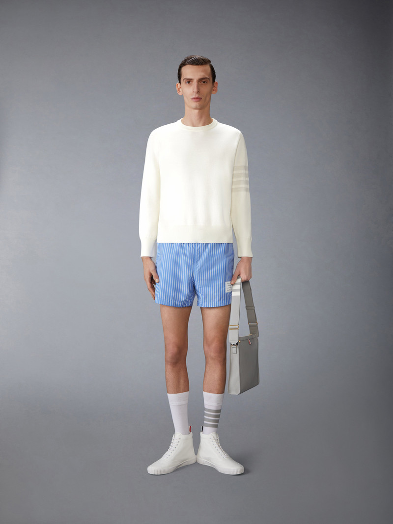 MERINO WOOL DOUBLE FACE 4-BAR CREW NECK PULLOVER 4