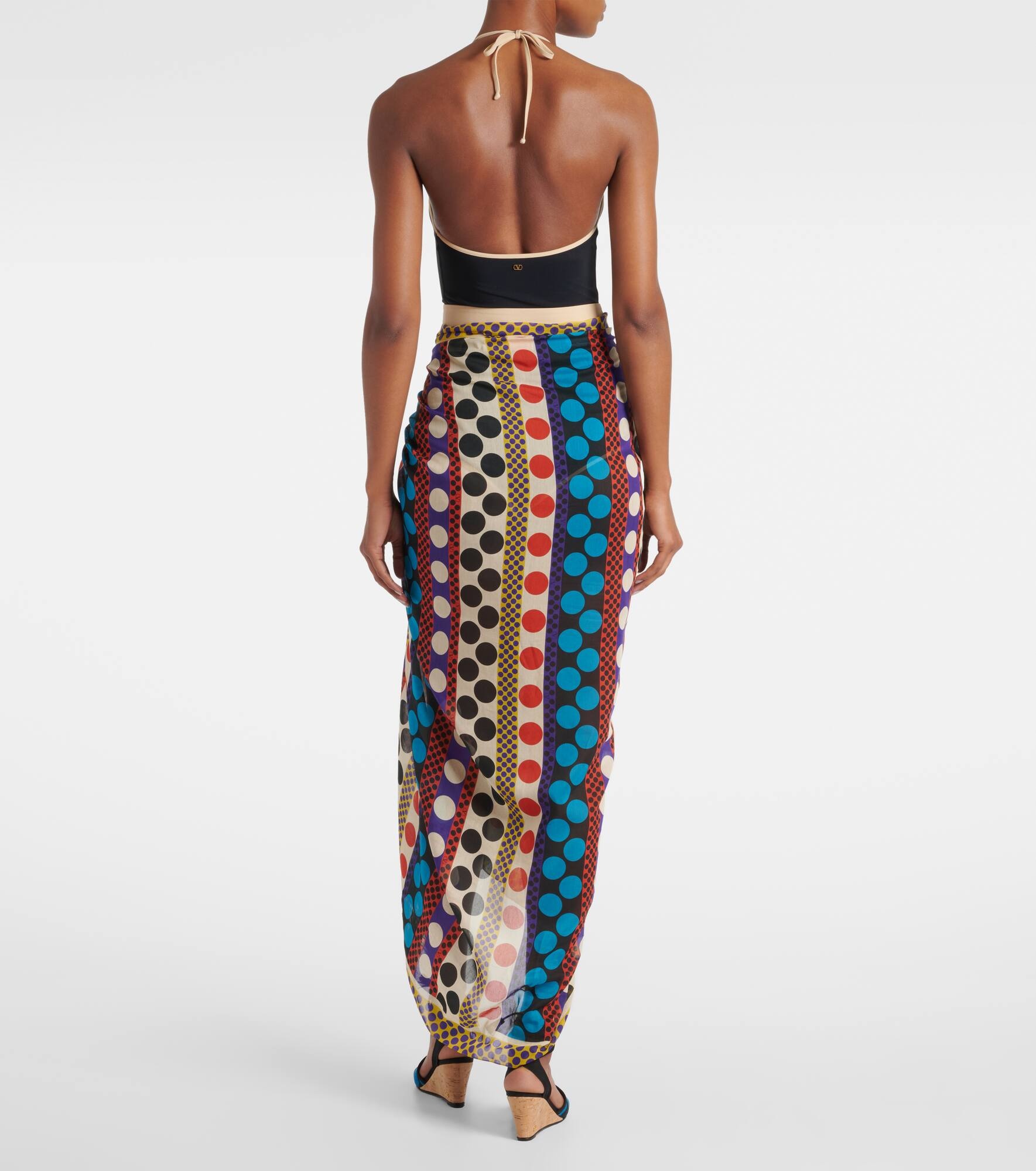 Polka-dot cotton and silk beach cover-up - 3