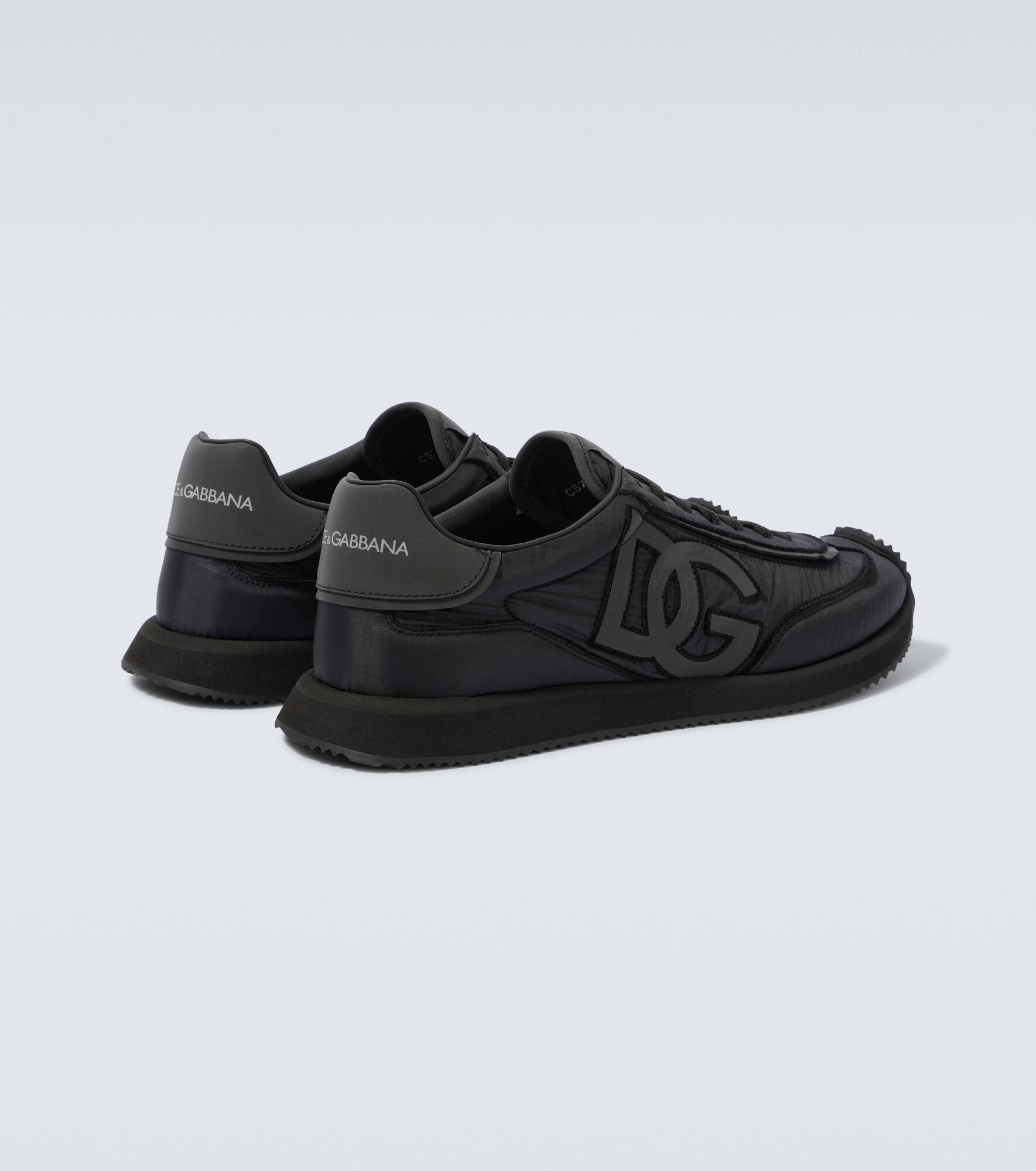 Leather-trimmed canvas sneakers - 6