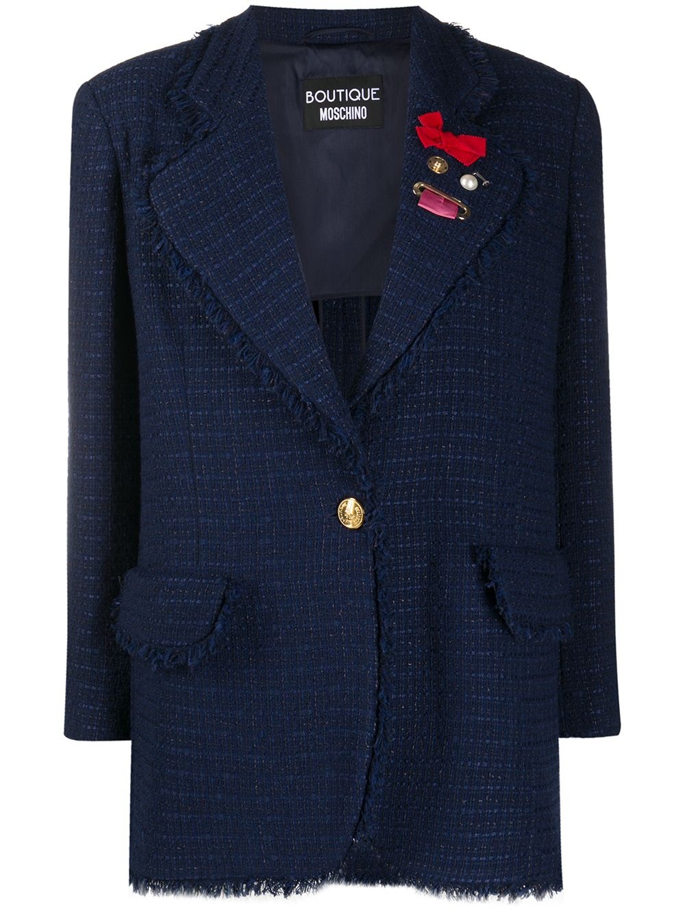 long single-breasted tweed jacket - 1