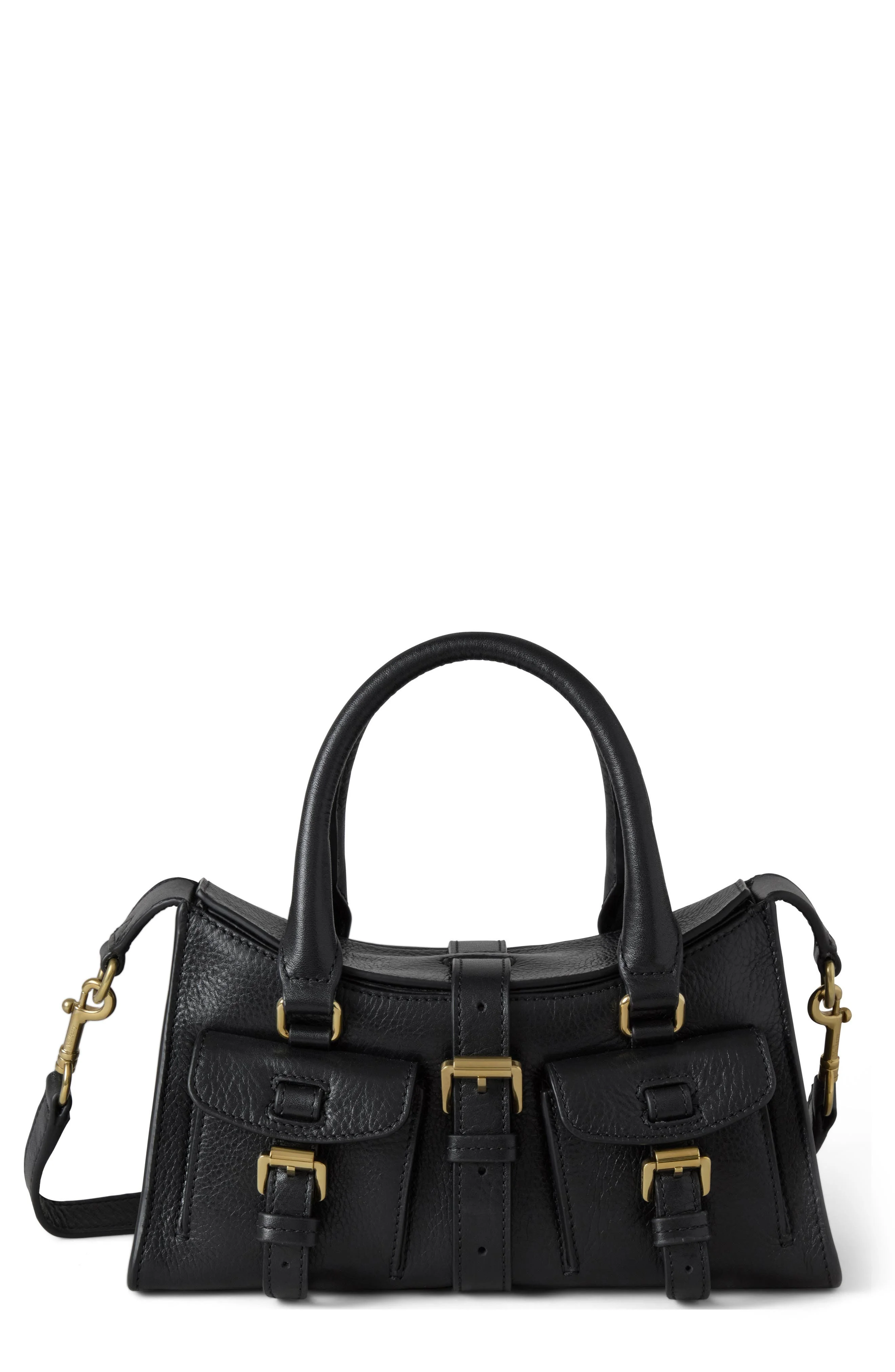 Mulberry Mini Roxanne High Shine Leather Crossbody Bag in Black at Nordstrom - 1