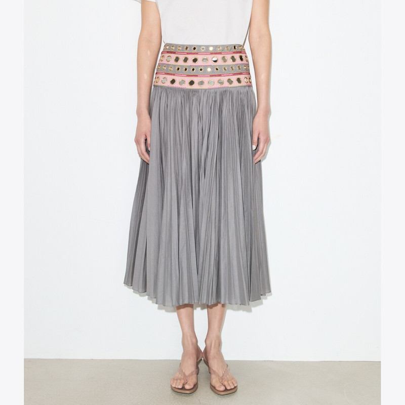 Mirror Embellished Cotton Skirt 5