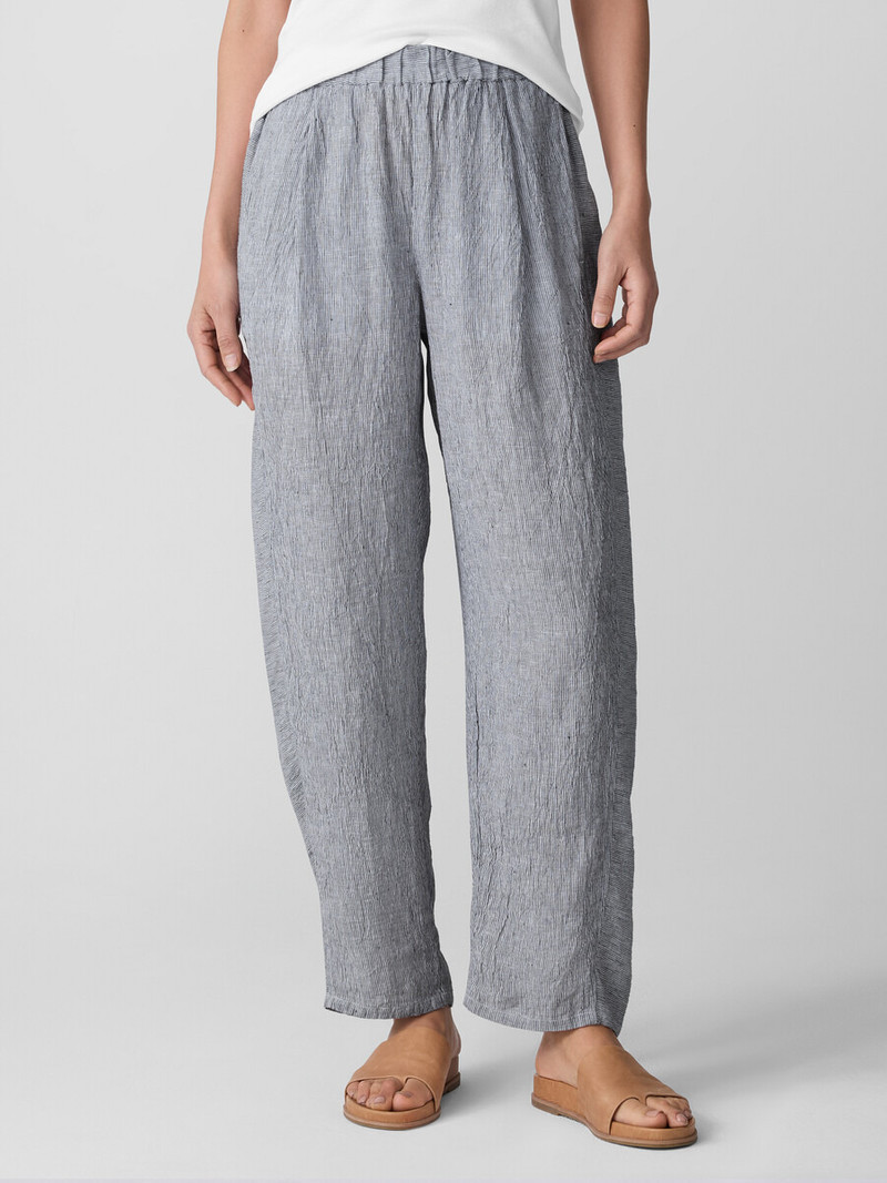 Puckered Organic Linen Stripe Lantern Pant 3