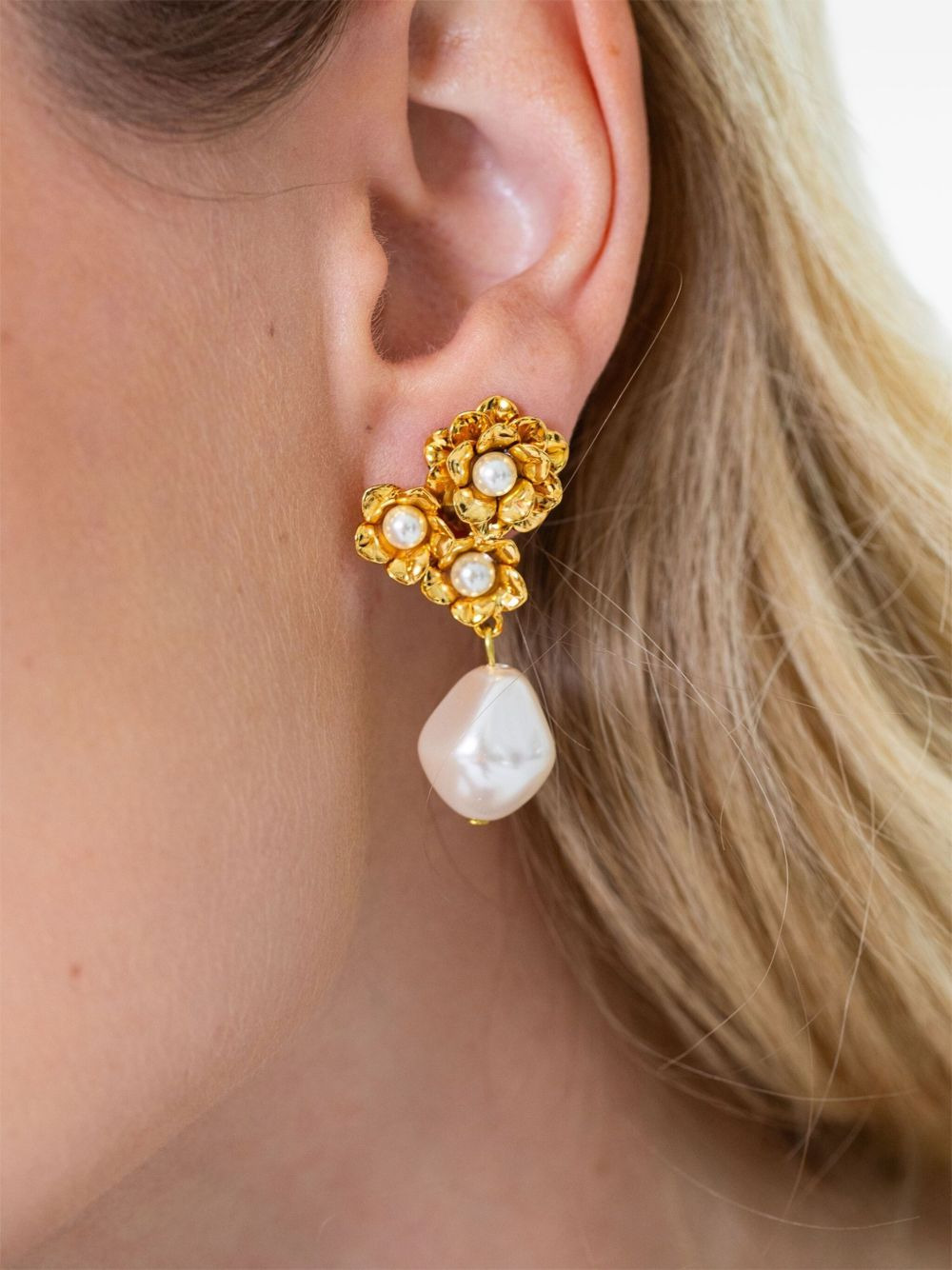 Romina flower-pearl earrings - 2