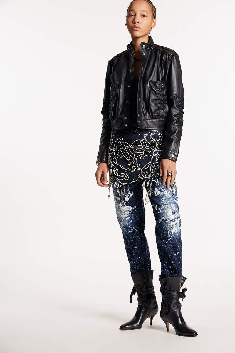 GATHERED LEATHER JACKET - 1