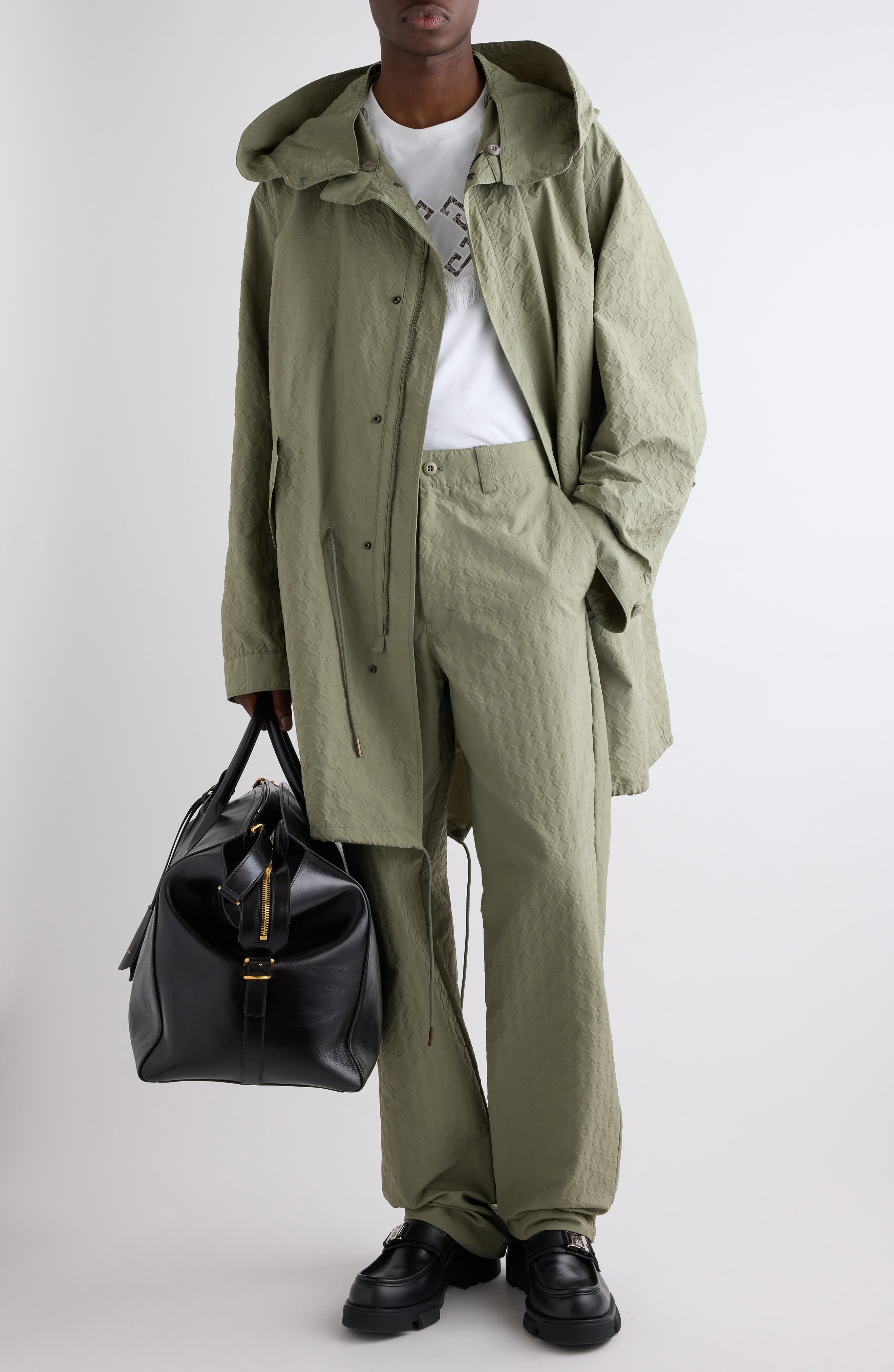 Givenchy Monogram 72 Embossed Fishtail Parka with Removable Hood in Almond Green at Nordstrom - 2